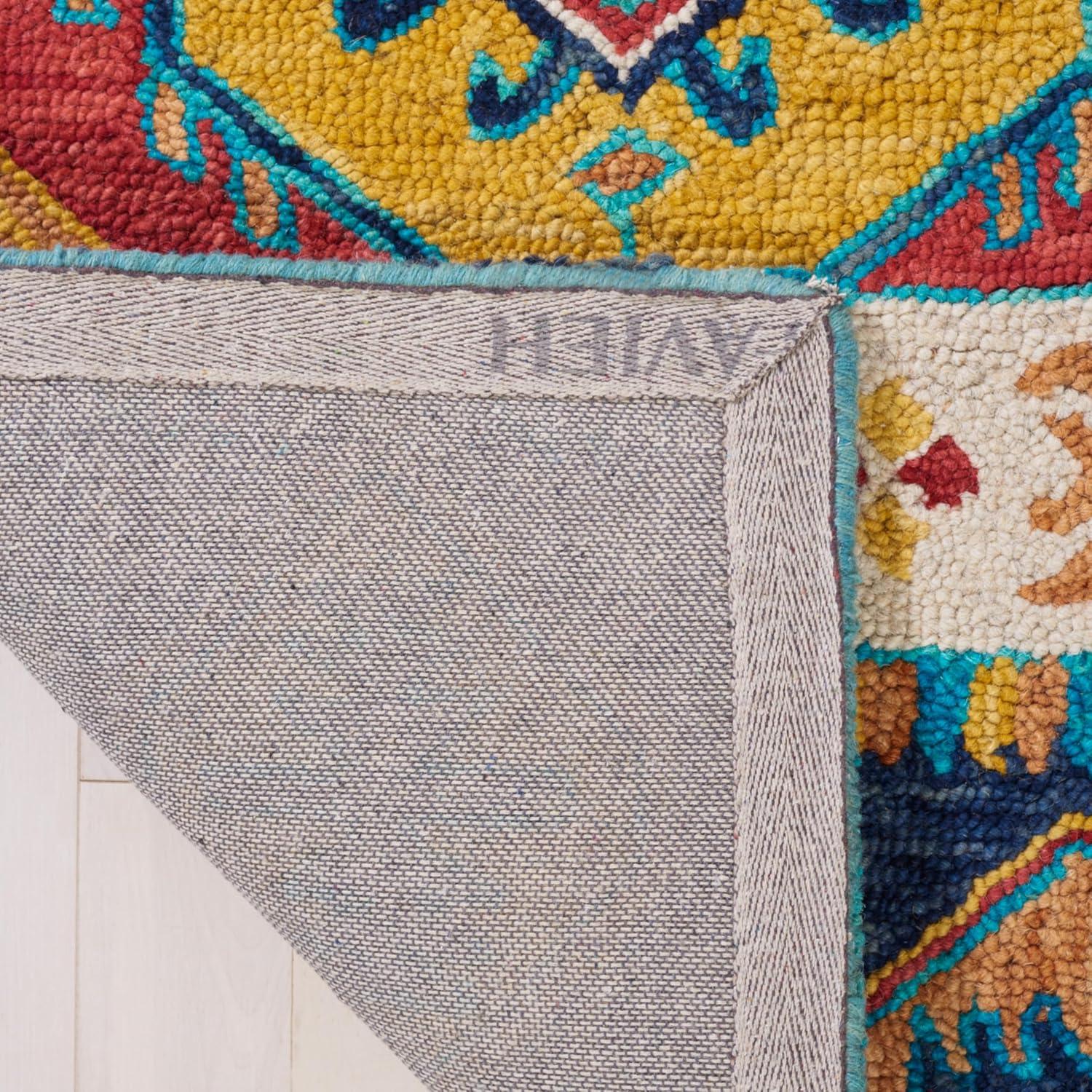 image:imageSAFAVIEH Aspen Collection Area Rug 5 x 8 Navy amp Ivory Handmade Boho Tribal Wool Ideal for High Traffic Areas in Living Room Bedroom APN502ANavyIvory