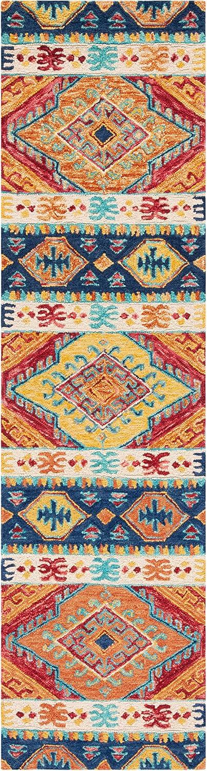 image:imageSAFAVIEH Aspen Collection Area Rug 5 x 8 Navy amp Ivory Handmade Boho Tribal Wool Ideal for High Traffic Areas in Living Room Bedroom APN502ANavyIvory