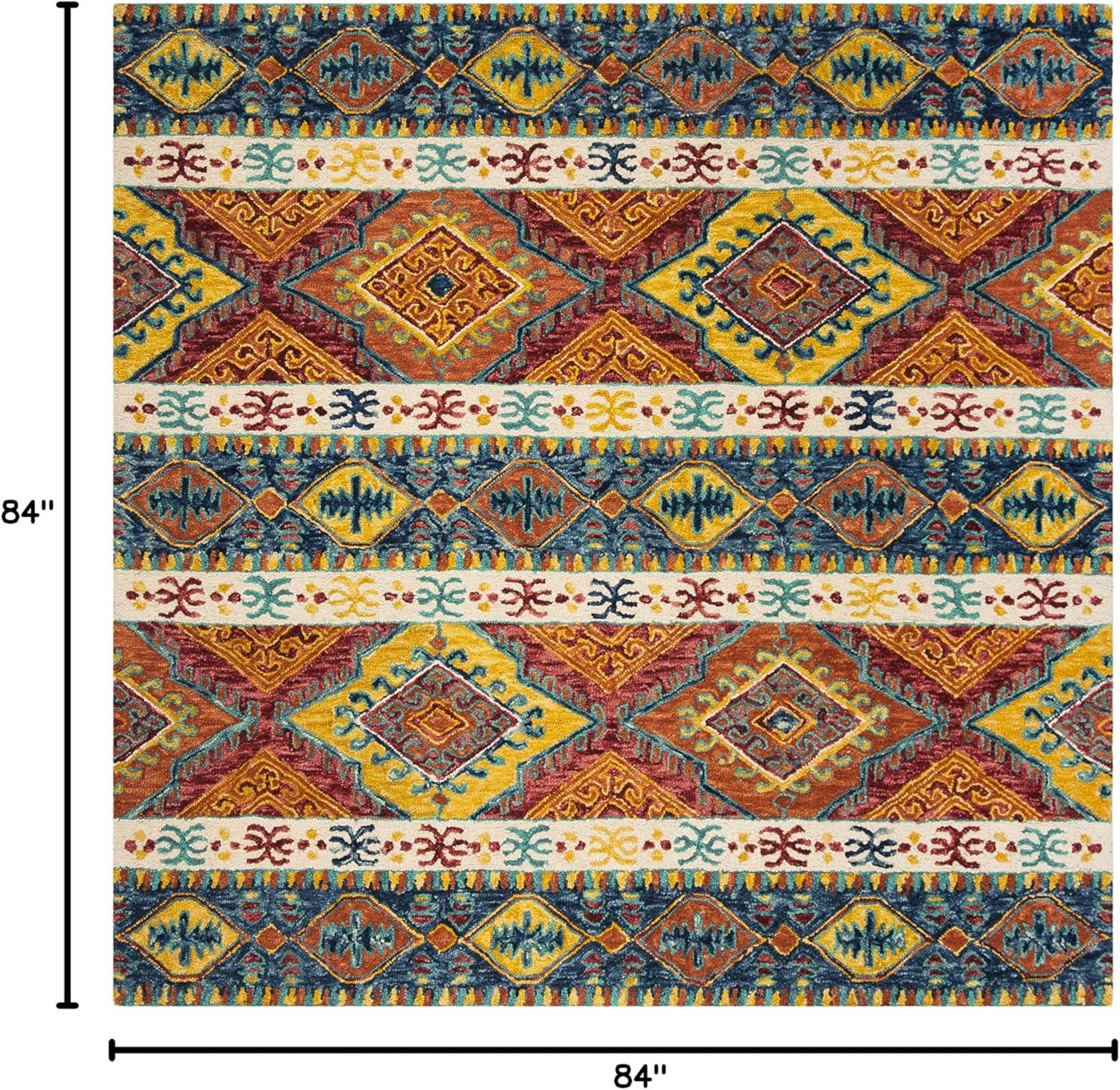 image:imageSAFAVIEH Aspen Collection Area Rug 5 x 8 Navy amp Ivory Handmade Boho Tribal Wool Ideal for High Traffic Areas in Living Room Bedroom APN502ANavyIvory