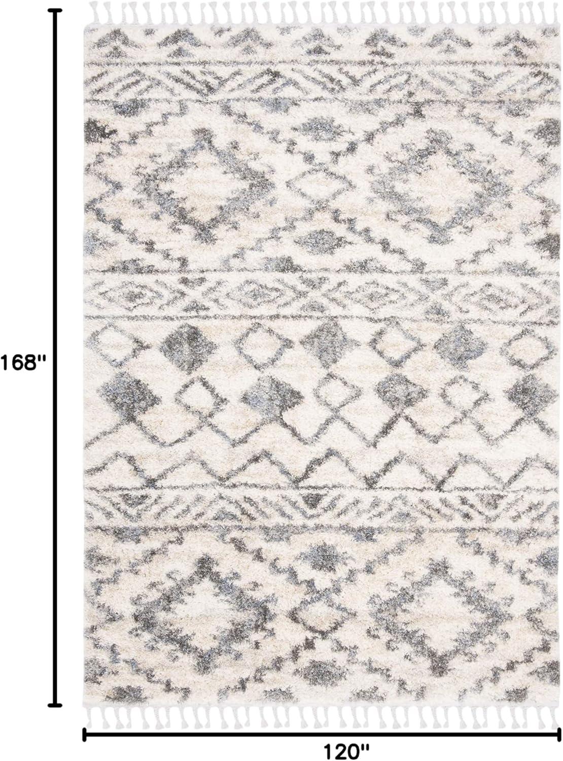 image:imageSAFAVIEH Berber Fringe Shag Collection Area Rug 53 x 76 Cream amp Navy Moroccan Design NonShedding amp Easy Care 12inch Thick Ideal for High Traffic Areas in Living Room Bedroom BFG606ACreamNavy