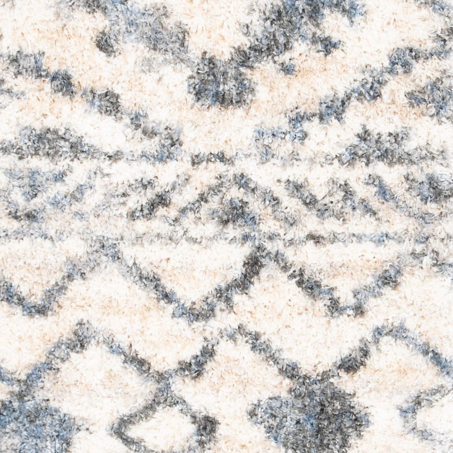 image:imageSAFAVIEH Berber Fringe Shag Collection Area Rug 53 x 76 Cream amp Navy Moroccan Design NonShedding amp Easy Care 12inch Thick Ideal for High Traffic Areas in Living Room Bedroom BFG606ACreamNavy