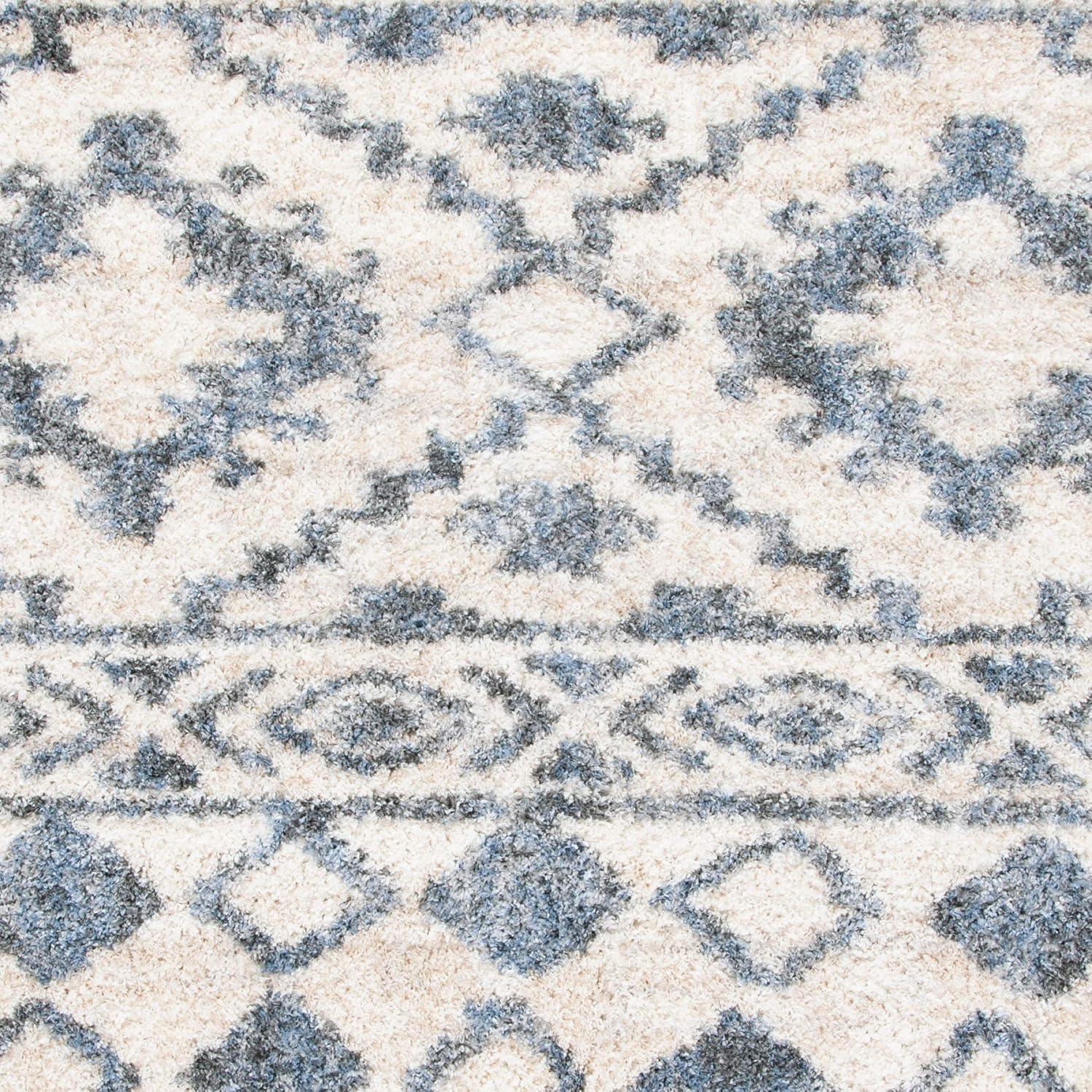image:imageSAFAVIEH Berber Fringe Shag Collection Area Rug 53 x 76 Cream amp Navy Moroccan Design NonShedding amp Easy Care 12inch Thick Ideal for High Traffic Areas in Living Room Bedroom BFG606ACreamNavy