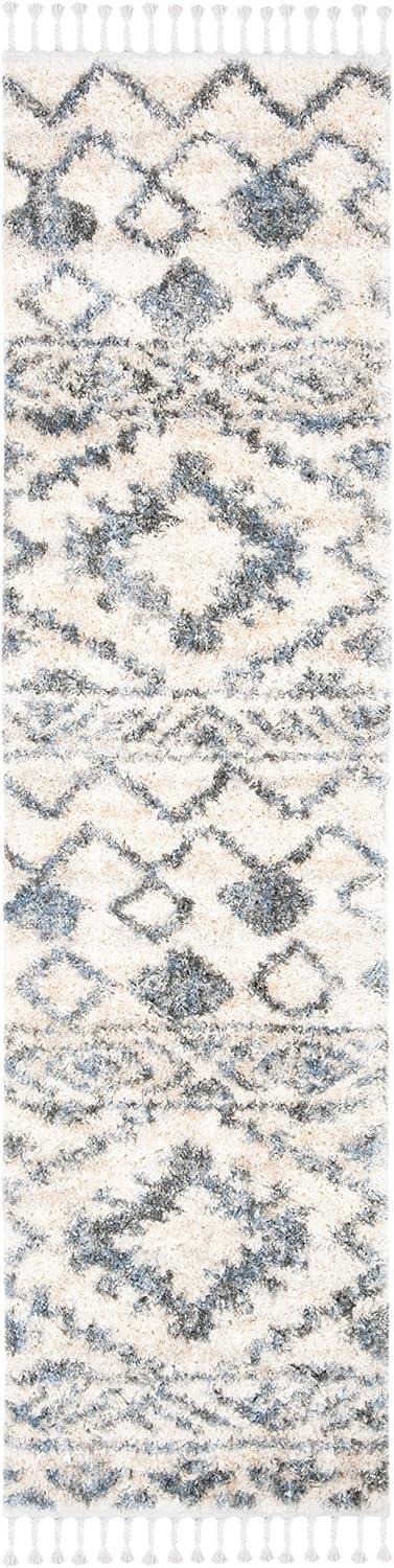 image:imageSAFAVIEH Berber Fringe Shag Collection Area Rug 53 x 76 Cream amp Navy Moroccan Design NonShedding amp Easy Care 12inch Thick Ideal for High Traffic Areas in Living Room Bedroom BFG606ACreamNavy