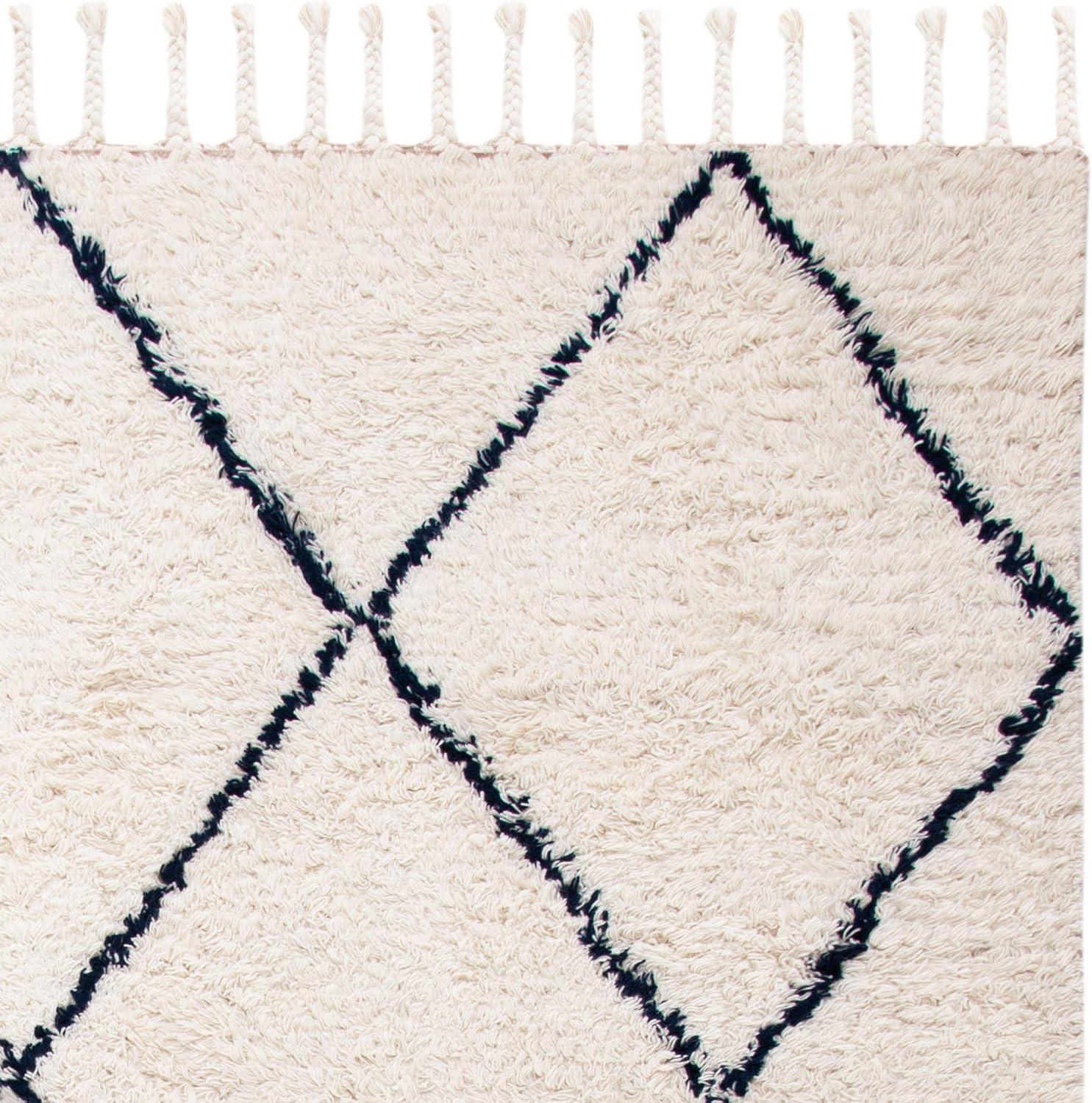 image:imageSAFAVIEH Casablanca Collection Accent Rug 4 x 6 Grey amp Ivory Handmade Moroccan Boho Wool 14inch Thick Ideal for High Traffic Areas in Entryway Living Room Bedroom CSB951FNavyIvory