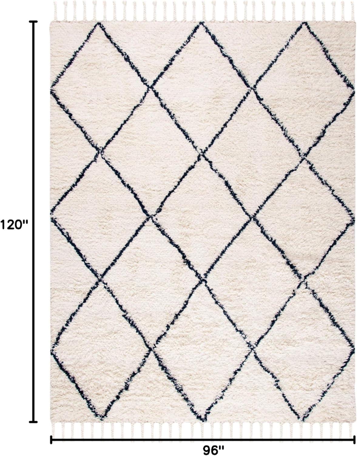 image:imageSAFAVIEH Casablanca Collection Accent Rug 4 x 6 Grey amp Ivory Handmade Moroccan Boho Wool 14inch Thick Ideal for High Traffic Areas in Entryway Living Room Bedroom CSB951FNavyIvory