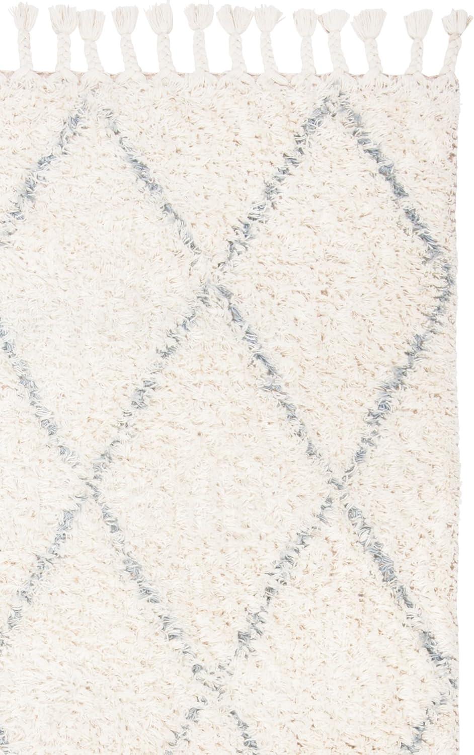 image:imageSAFAVIEH Casablanca Collection Accent Rug 4 x 6 Grey amp Ivory Handmade Moroccan Boho Wool 14inch Thick Ideal for High Traffic Areas in Entryway Living Room Bedroom CSB951FBlueIvory