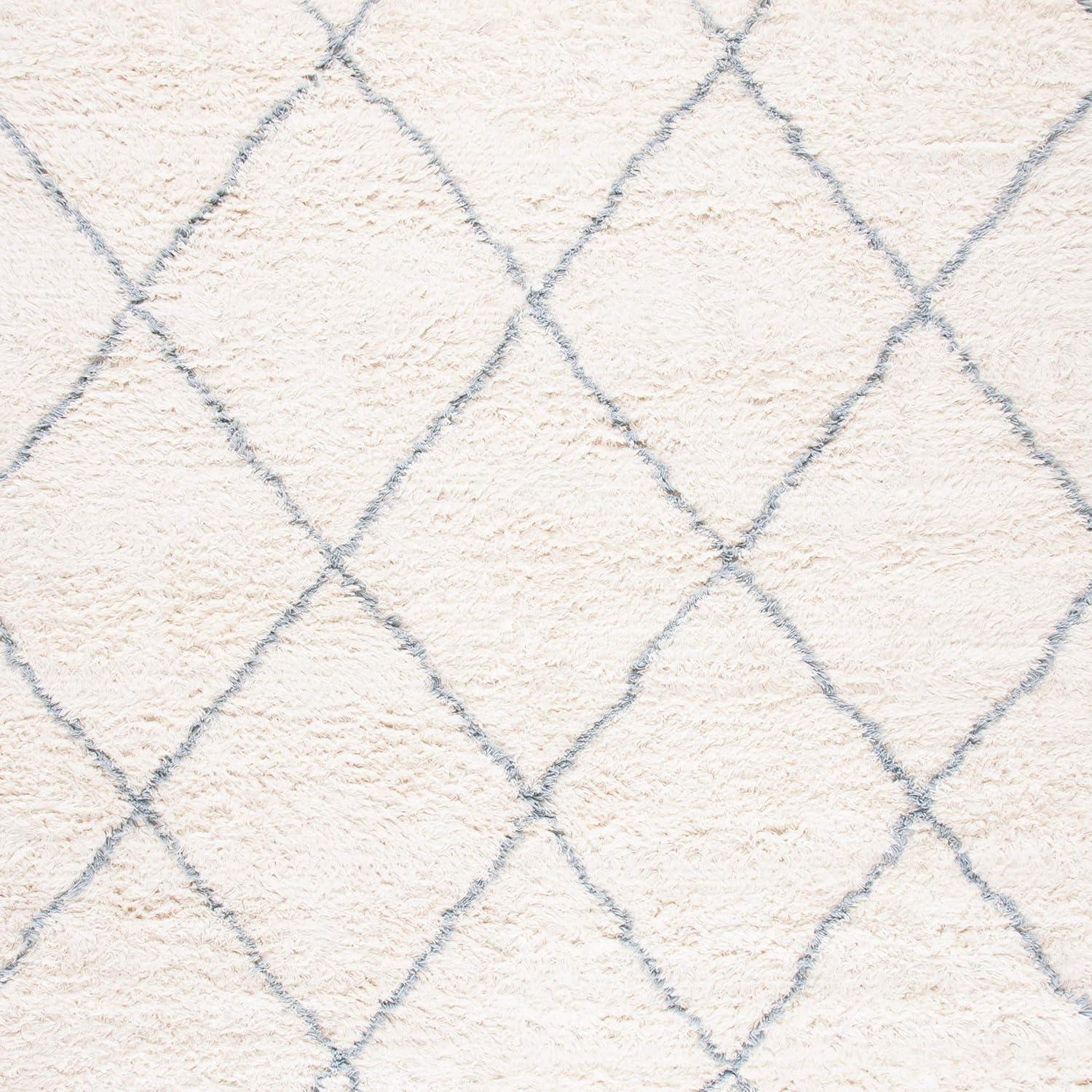 image:imageSAFAVIEH Casablanca Collection Accent Rug 4 x 6 Grey amp Ivory Handmade Moroccan Boho Wool 14inch Thick Ideal for High Traffic Areas in Entryway Living Room Bedroom CSB951FBlueIvory