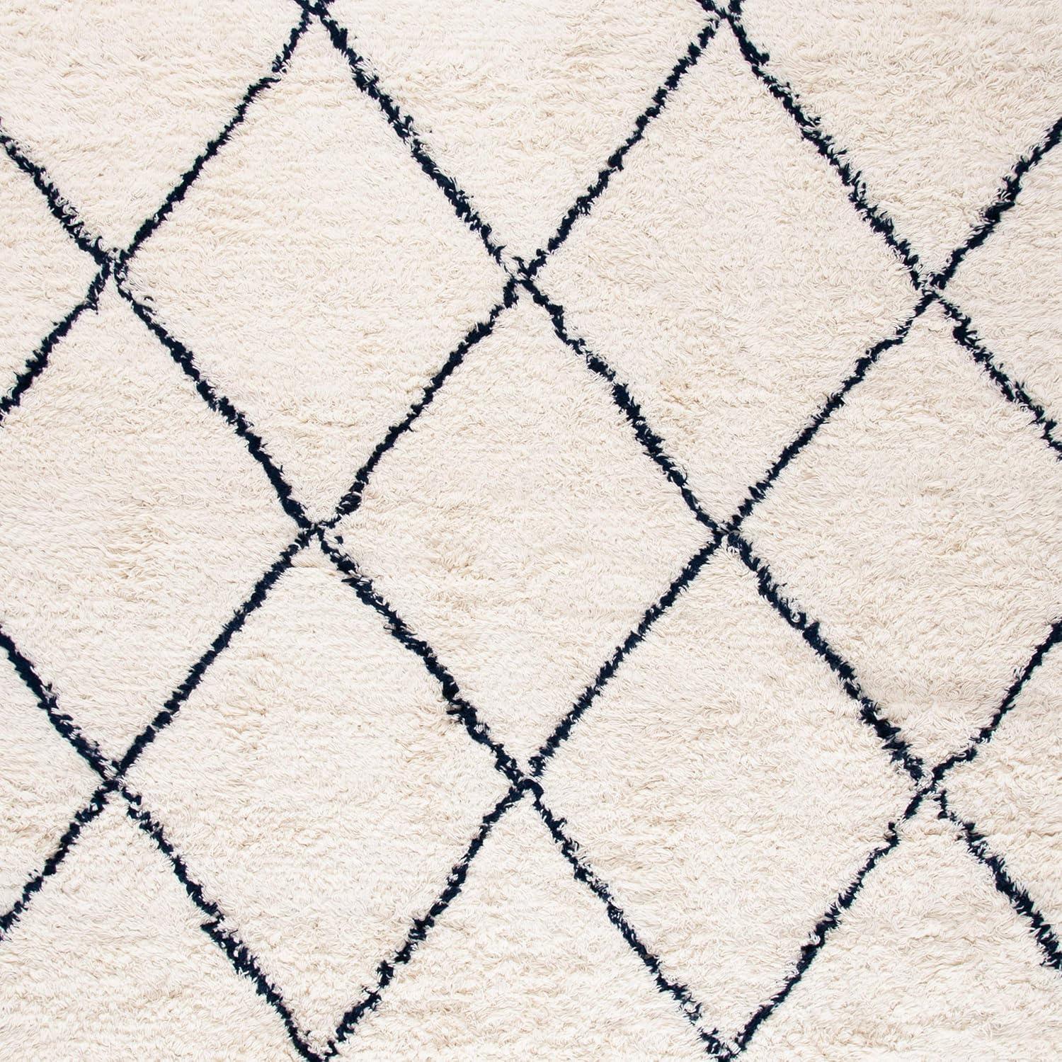 image:imageSAFAVIEH Casablanca Collection Accent Rug 4 x 6 Grey amp Ivory Handmade Moroccan Boho Wool 14inch Thick Ideal for High Traffic Areas in Entryway Living Room Bedroom CSB951FNavyIvory
