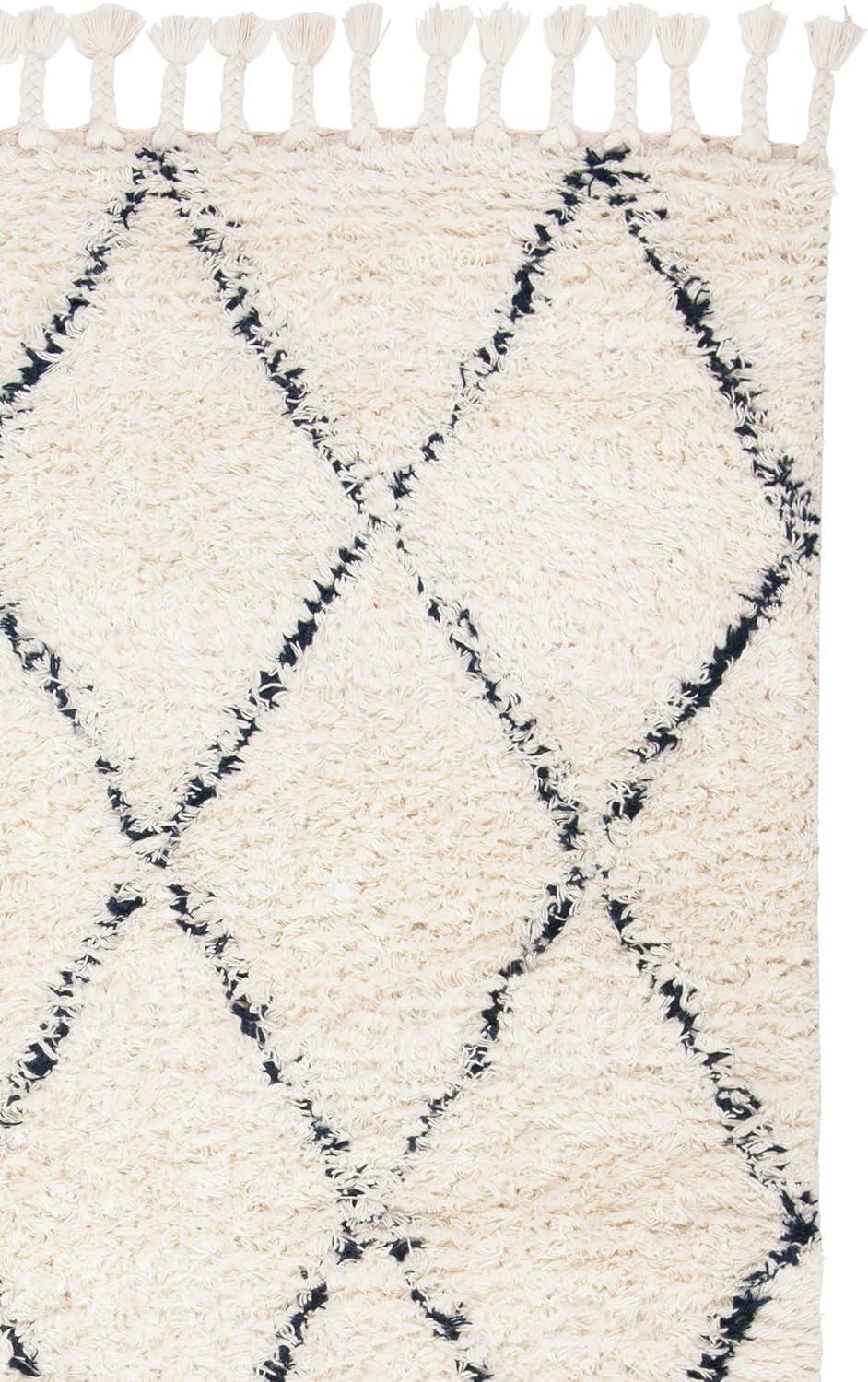 image:imageSAFAVIEH Casablanca Collection Accent Rug 4 x 6 Grey amp Ivory Handmade Moroccan Boho Wool 14inch Thick Ideal for High Traffic Areas in Entryway Living Room Bedroom CSB951FNavyIvory