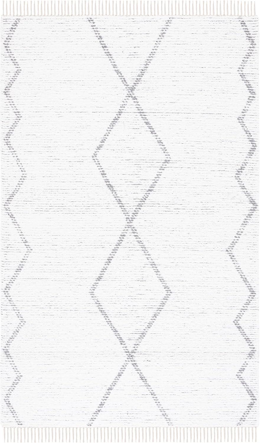 image:imageSAFAVIEH Casablanca Collection Accent Rug 4 x 6 Ivory amp Grey Handmade Moroccan Boho Cotton Fringe Ideal for High Traffic Areas in Entryway Living Room Bedroom CSB464AIvoryGrey