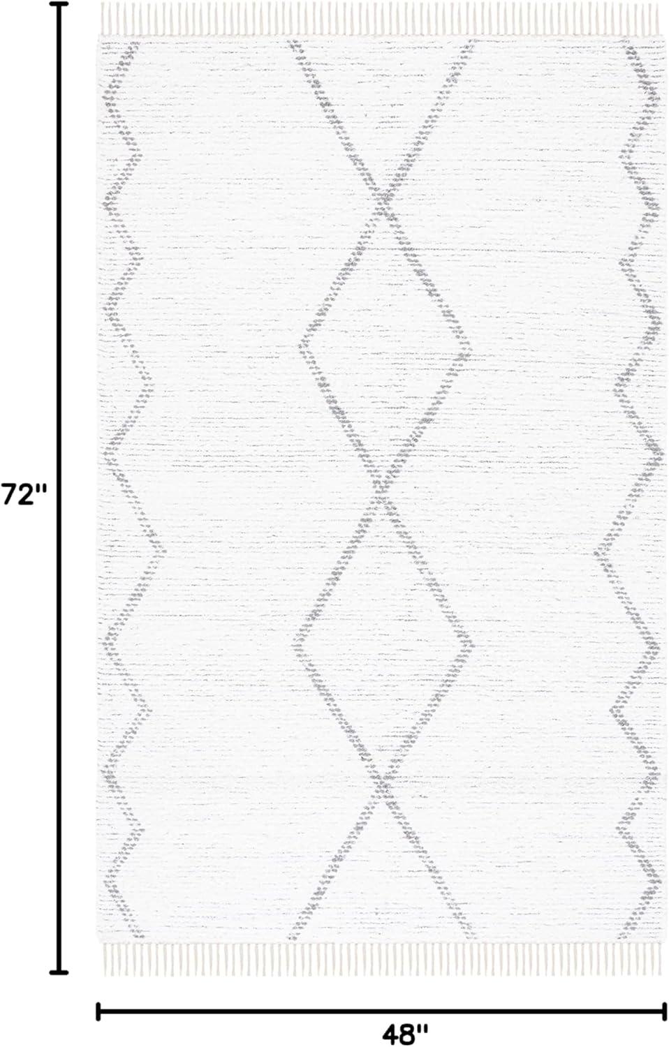 image:imageSAFAVIEH Casablanca Collection Accent Rug 4 x 6 Ivory amp Grey Handmade Moroccan Boho Cotton Fringe Ideal for High Traffic Areas in Entryway Living Room Bedroom CSB464AIvoryGrey