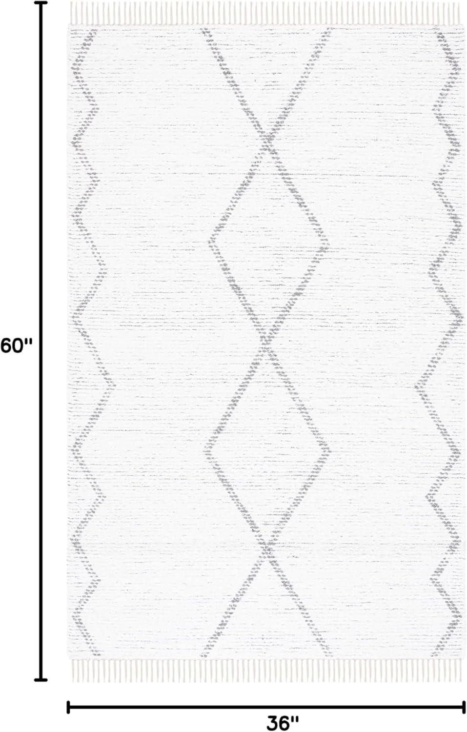 image:imageSAFAVIEH Casablanca Collection Accent Rug 4 x 6 Ivory amp Grey Handmade Moroccan Boho Cotton Fringe Ideal for High Traffic Areas in Entryway Living Room Bedroom CSB464AIvoryGrey