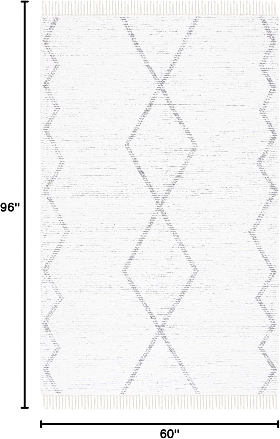 image:imageSAFAVIEH Casablanca Collection Accent Rug 4 x 6 Ivory amp Grey Handmade Moroccan Boho Cotton Fringe Ideal for High Traffic Areas in Entryway Living Room Bedroom CSB464AIvoryGrey