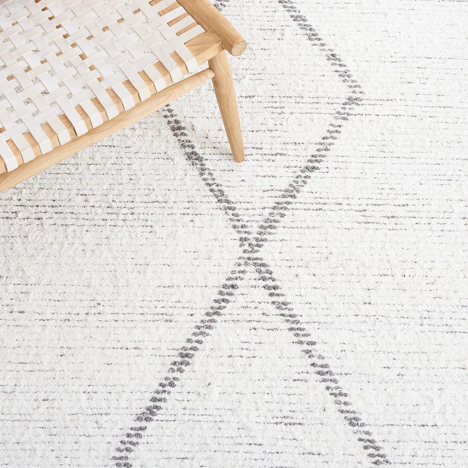 image:imageSAFAVIEH Casablanca Collection Accent Rug 4 x 6 Ivory amp Grey Handmade Moroccan Boho Cotton Fringe Ideal for High Traffic Areas in Entryway Living Room Bedroom CSB464AIvoryGrey