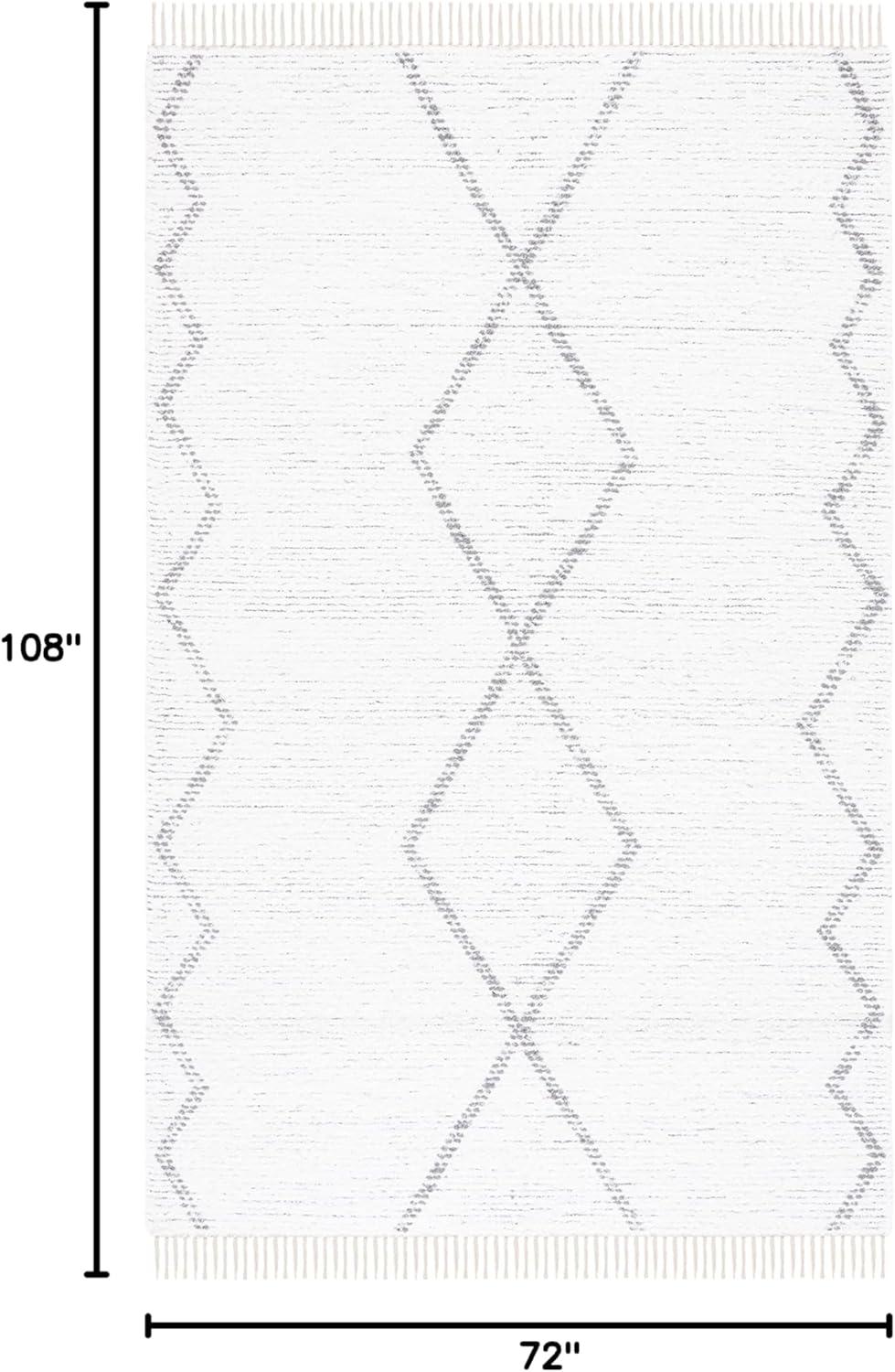 image:imageSAFAVIEH Casablanca Collection Accent Rug 4 x 6 Ivory amp Grey Handmade Moroccan Boho Cotton Fringe Ideal for High Traffic Areas in Entryway Living Room Bedroom CSB464AIvoryGrey