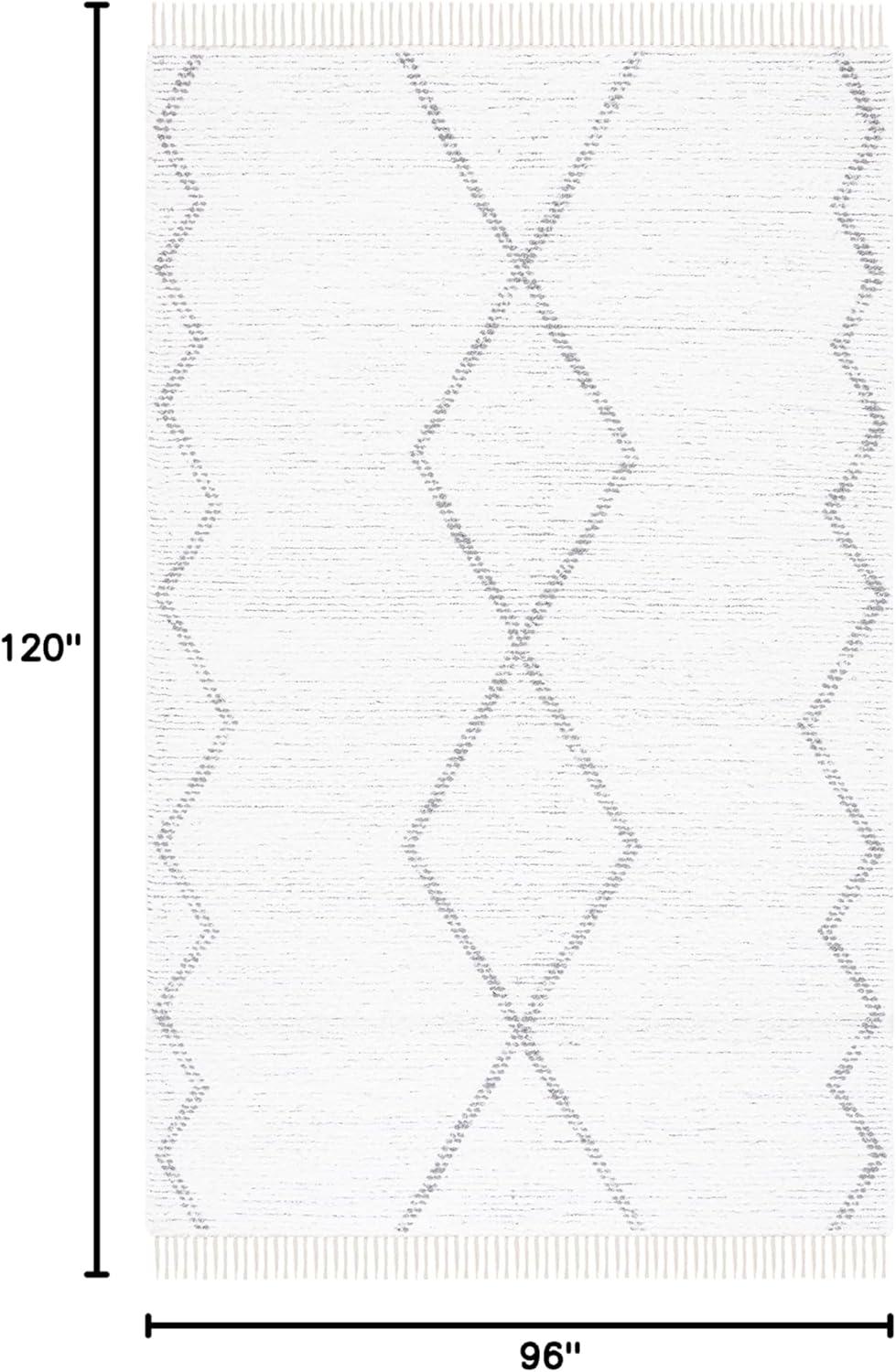 image:imageSAFAVIEH Casablanca Collection Accent Rug 4 x 6 Ivory amp Grey Handmade Moroccan Boho Cotton Fringe Ideal for High Traffic Areas in Entryway Living Room Bedroom CSB464AIvoryGrey