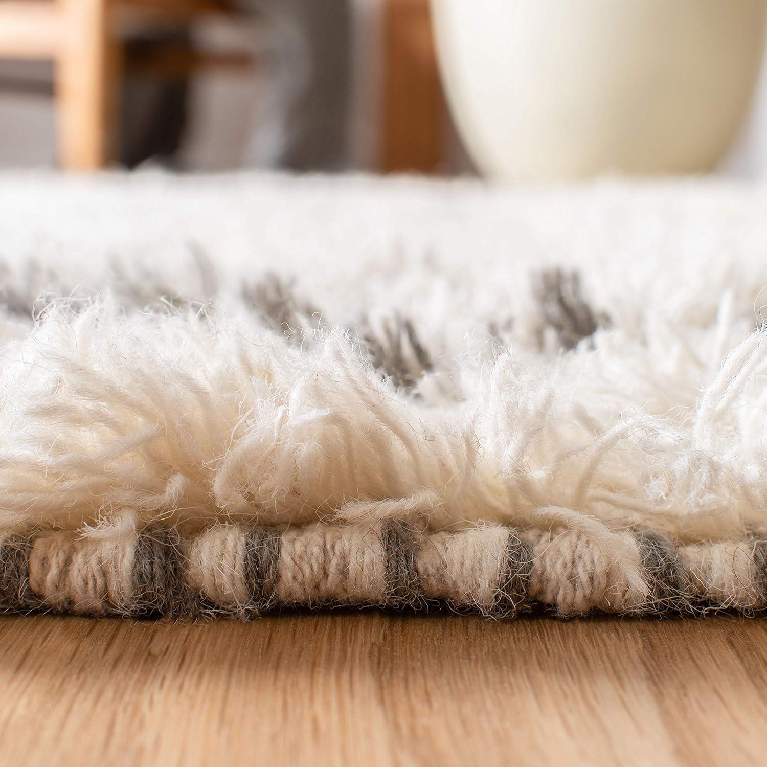 image:imageSAFAVIEH Casablanca Collection Accent Rug 4 x 6 Ivory amp Navy Handmade Moroccan Medallion Tassel Wool 12inch Thick Ideal for High Traffic Areas in Entryway Living Room Bedroom CSB251AIvoryNavy