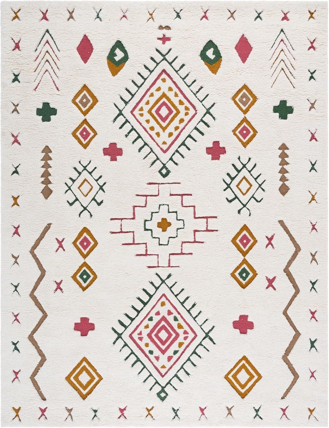 image:imageSAFAVIEH Casablanca Collection Area Rug 4 x 6 IvoryPink Geometric Design Plush 18 Inch Thick Ideal for High Traffic Areas in Living Room Bedroom Dining CSB920AIvoryPink