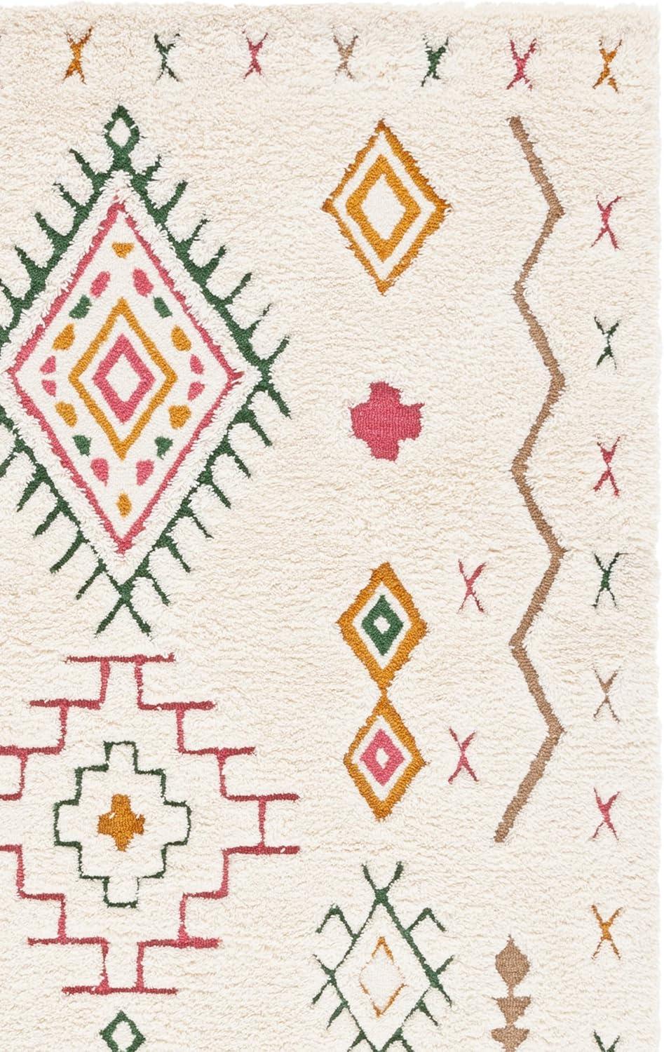 image:imageSAFAVIEH Casablanca Collection Area Rug 4 x 6 IvoryPink Geometric Design Plush 18 Inch Thick Ideal for High Traffic Areas in Living Room Bedroom Dining CSB920AIvoryPink