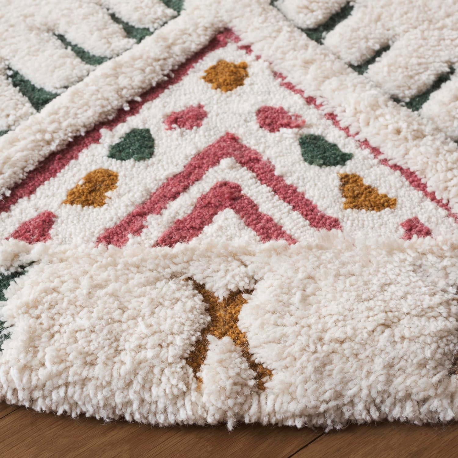 image:imageSAFAVIEH Casablanca Collection Area Rug 4 x 6 IvoryPink Geometric Design Plush 18 Inch Thick Ideal for High Traffic Areas in Living Room Bedroom Dining CSB920AIvoryPink