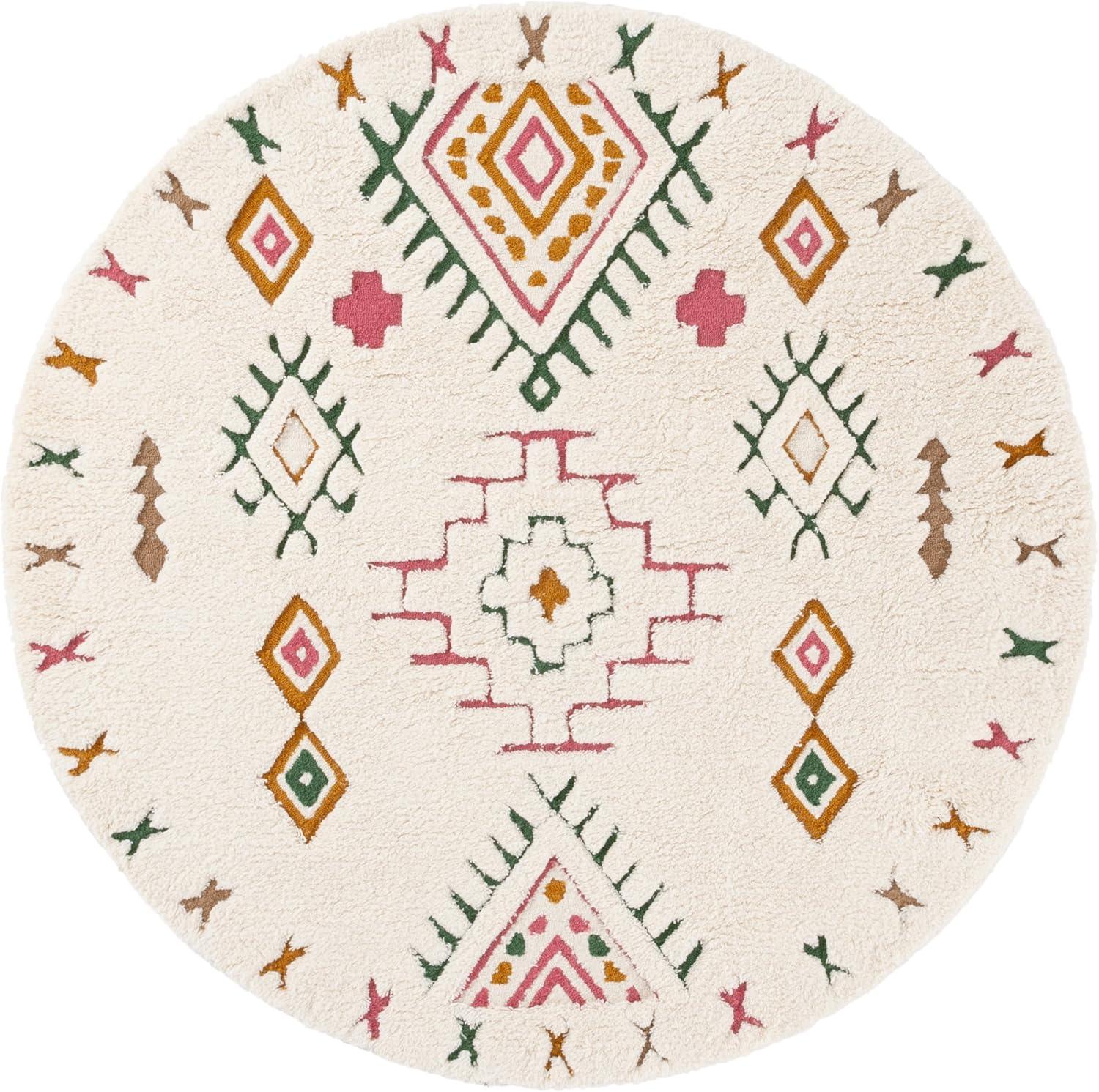 image:imageSAFAVIEH Casablanca Collection Area Rug 4 x 6 IvoryPink Geometric Design Plush 18 Inch Thick Ideal for High Traffic Areas in Living Room Bedroom Dining CSB920AIvoryPink