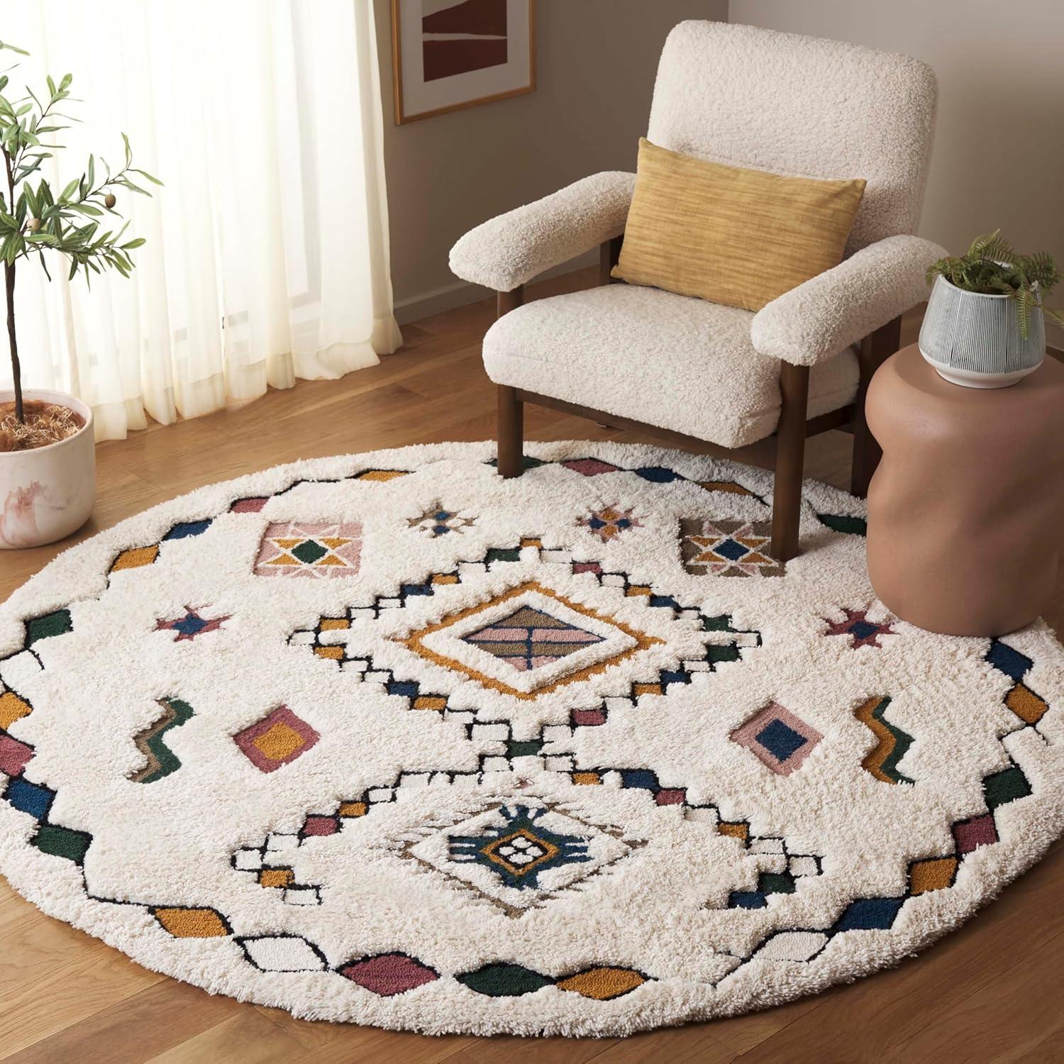image:imageSAFAVIEH Casablanca Collection Area Rug 6 x 9 IvoryGreen Geometric Design Plush 18 Inch Thick Ideal for High Traffic Areas in Living Room Bedroom Dining CSB921AIvoryGreen