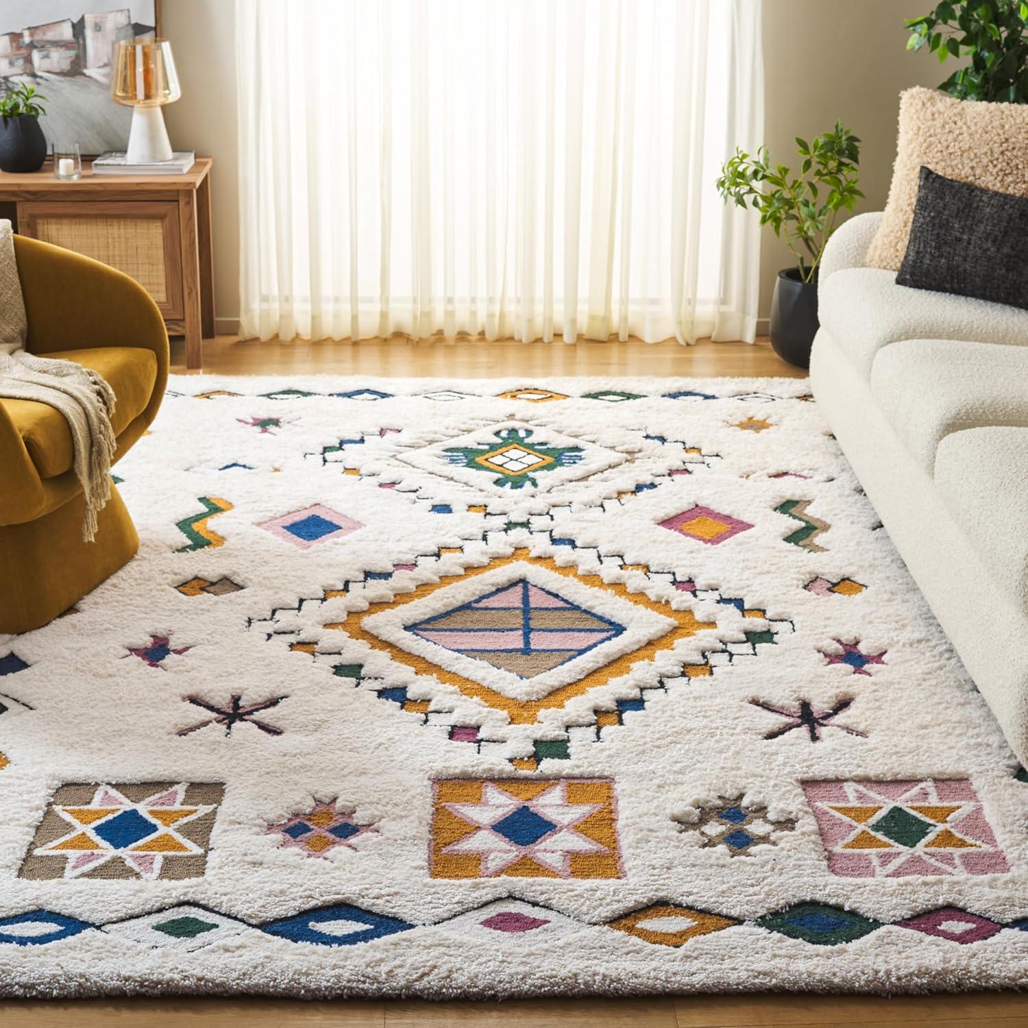 image:imageSAFAVIEH Casablanca Collection Area Rug 6 x 9 IvoryGreen Geometric Design Plush 18 Inch Thick Ideal for High Traffic Areas in Living Room Bedroom Dining CSB921AIvoryGreen