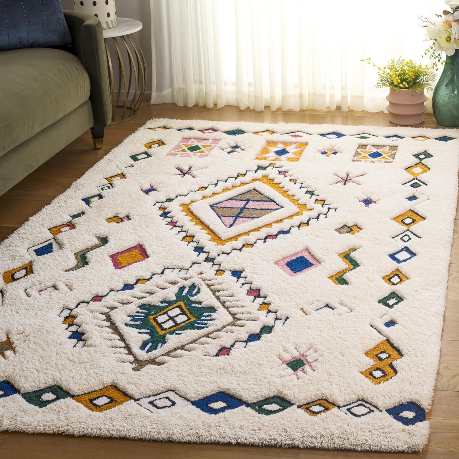 image:imageSAFAVIEH Casablanca Collection Area Rug 6 x 9 IvoryGreen Geometric Design Plush 18 Inch Thick Ideal for High Traffic Areas in Living Room Bedroom Dining CSB921AIvoryGreen