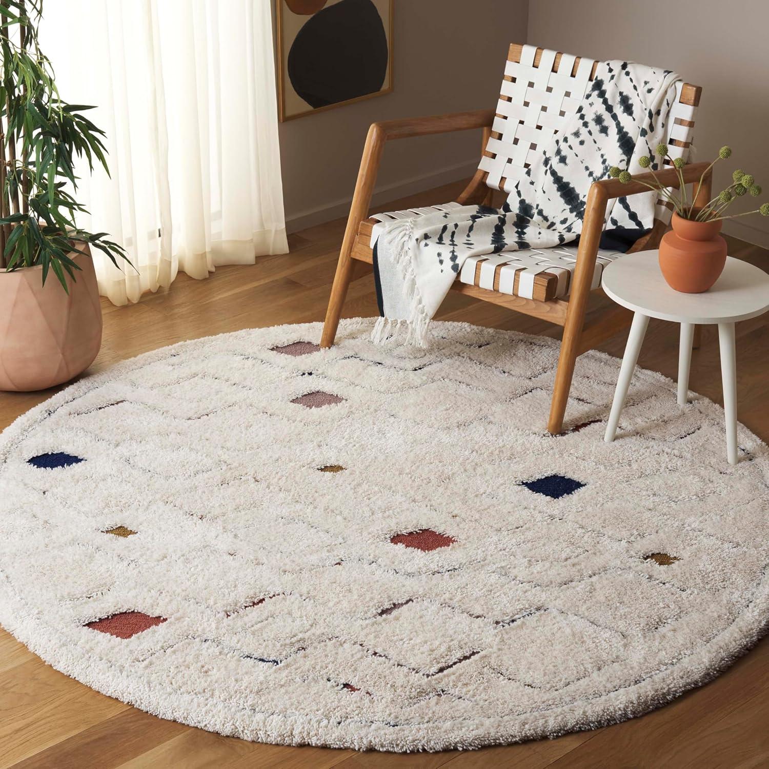 image:imageSAFAVIEH Casablanca Collection Area Rug 6 x 9 IvoryRust Geometric Design Plush 18 Inch Thick Ideal for High Traffic Areas in Living Room Bedroom Dining CSB919AIvoryRust