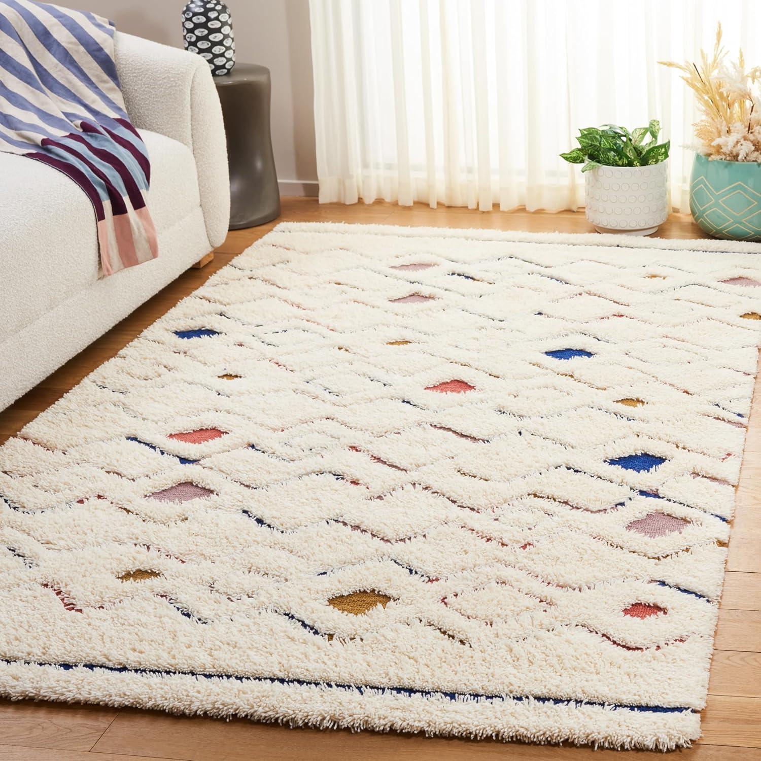 image:imageSAFAVIEH Casablanca Collection Area Rug 6 x 9 IvoryRust Geometric Design Plush 18 Inch Thick Ideal for High Traffic Areas in Living Room Bedroom Dining CSB919AIvoryRust