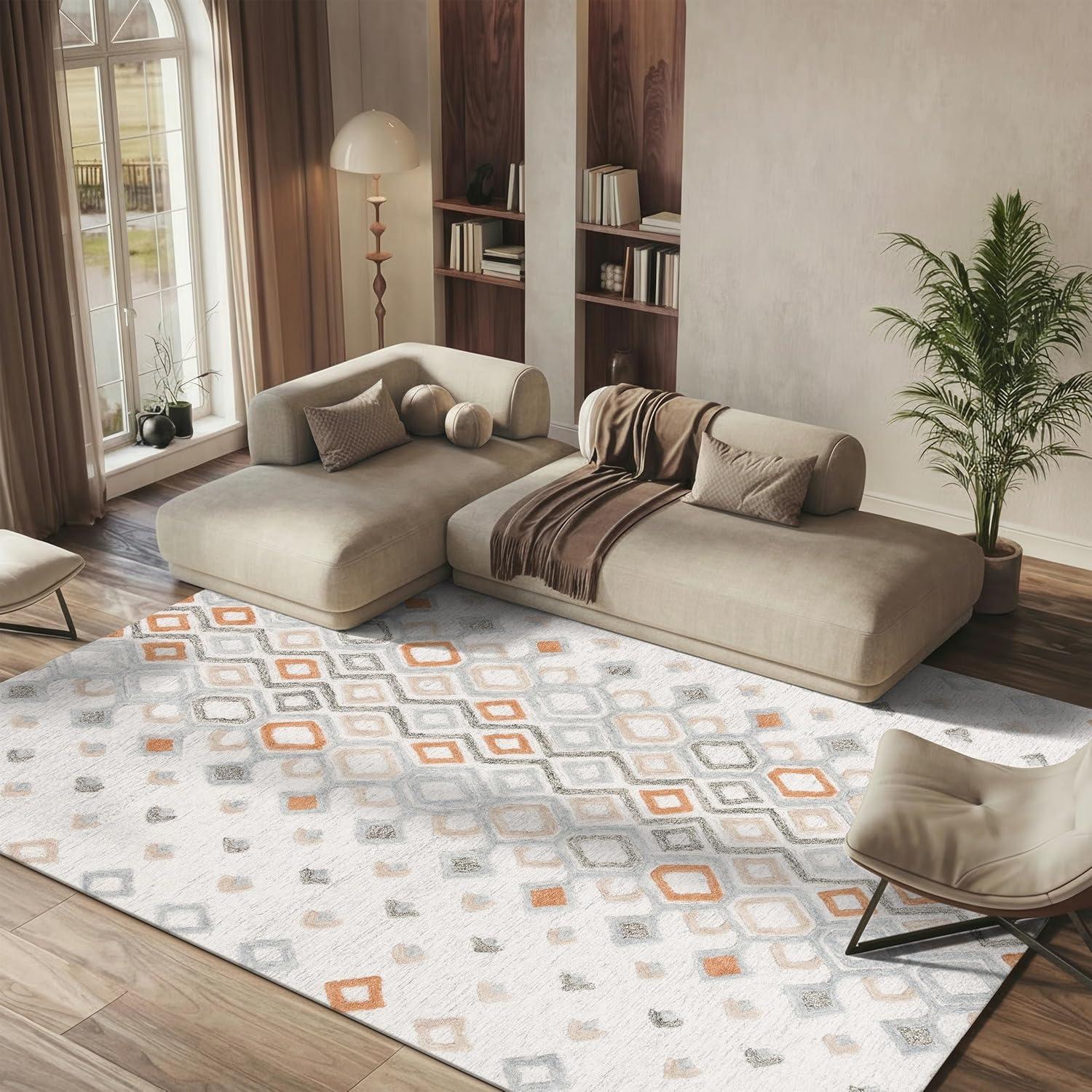 image:imageSAFAVIEH Casablanca Shag Collection Area Rug 6 x 9 Ivory amp Rust Handmade Moroccan Boho Wool Ideal for Living Room Bedroom Dining Room CSB645A6IvoryRust