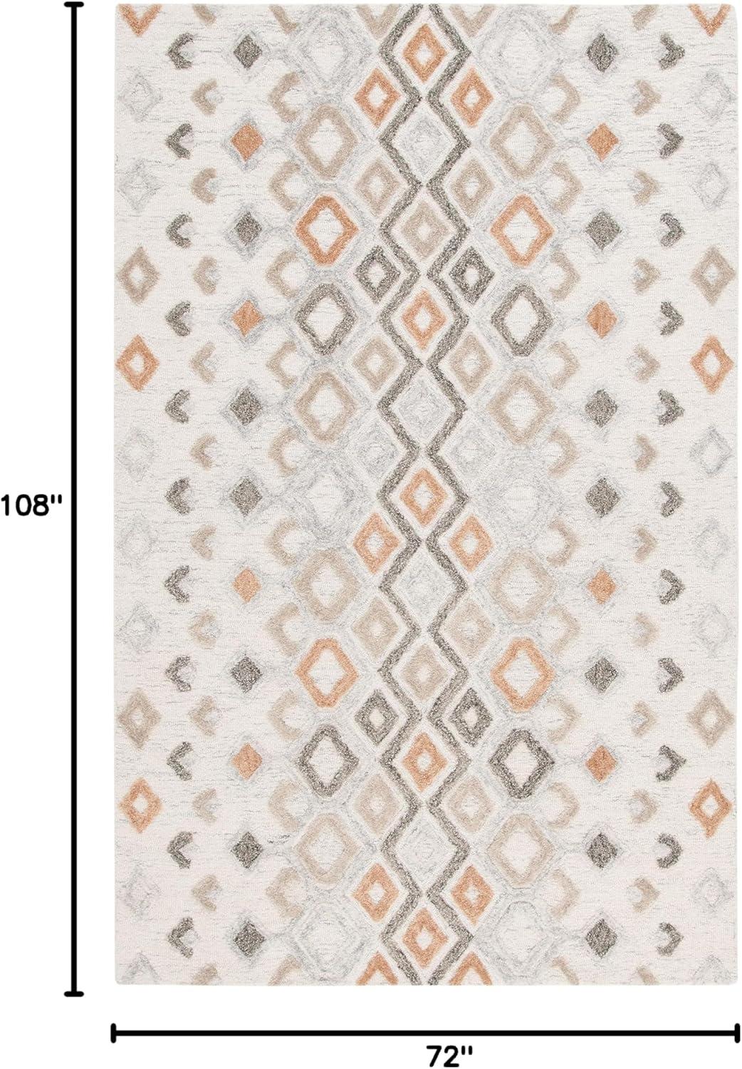image:imageSAFAVIEH Casablanca Shag Collection Area Rug 6 x 9 Ivory amp Rust Handmade Moroccan Boho Wool Ideal for Living Room Bedroom Dining Room CSB645A6IvoryRust