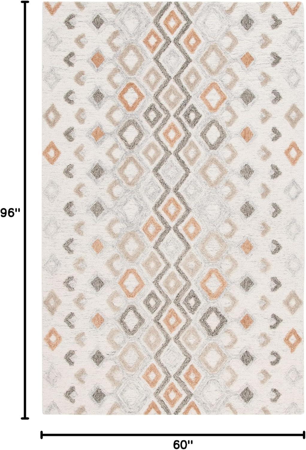 image:imageSAFAVIEH Casablanca Shag Collection Area Rug 6 x 9 Ivory amp Rust Handmade Moroccan Boho Wool Ideal for Living Room Bedroom Dining Room CSB645A6IvoryRust