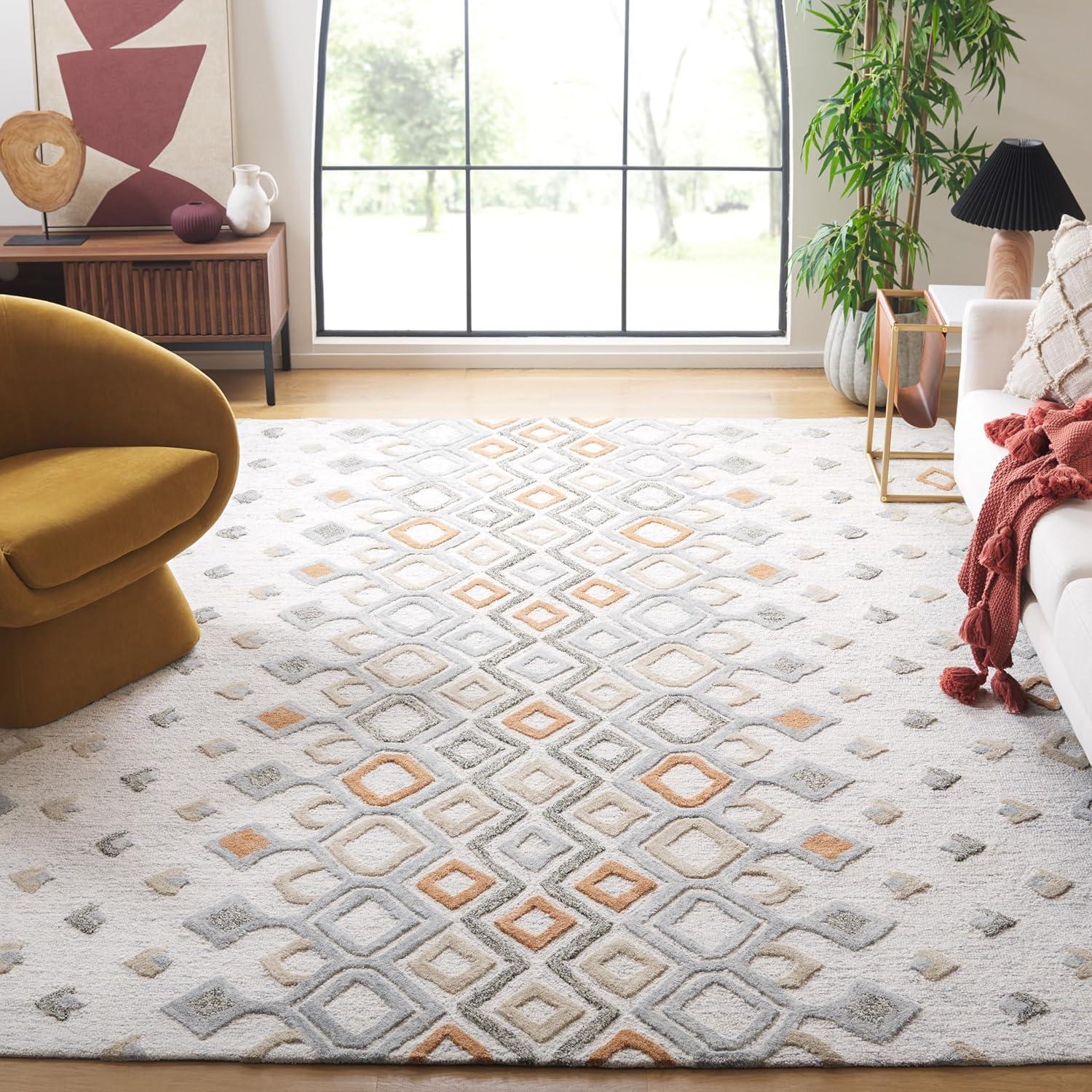 image:imageSAFAVIEH Casablanca Shag Collection Area Rug 6 x 9 Ivory amp Rust Handmade Moroccan Boho Wool Ideal for Living Room Bedroom Dining Room CSB645A6IvoryRust
