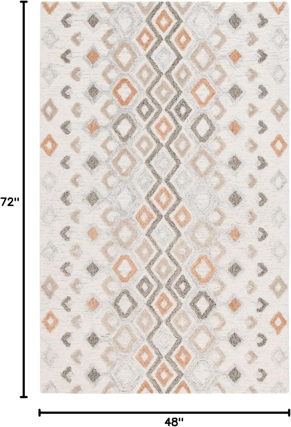 image:imageSAFAVIEH Casablanca Shag Collection Area Rug 6 x 9 Ivory amp Rust Handmade Moroccan Boho Wool Ideal for Living Room Bedroom Dining Room CSB645A6IvoryRust