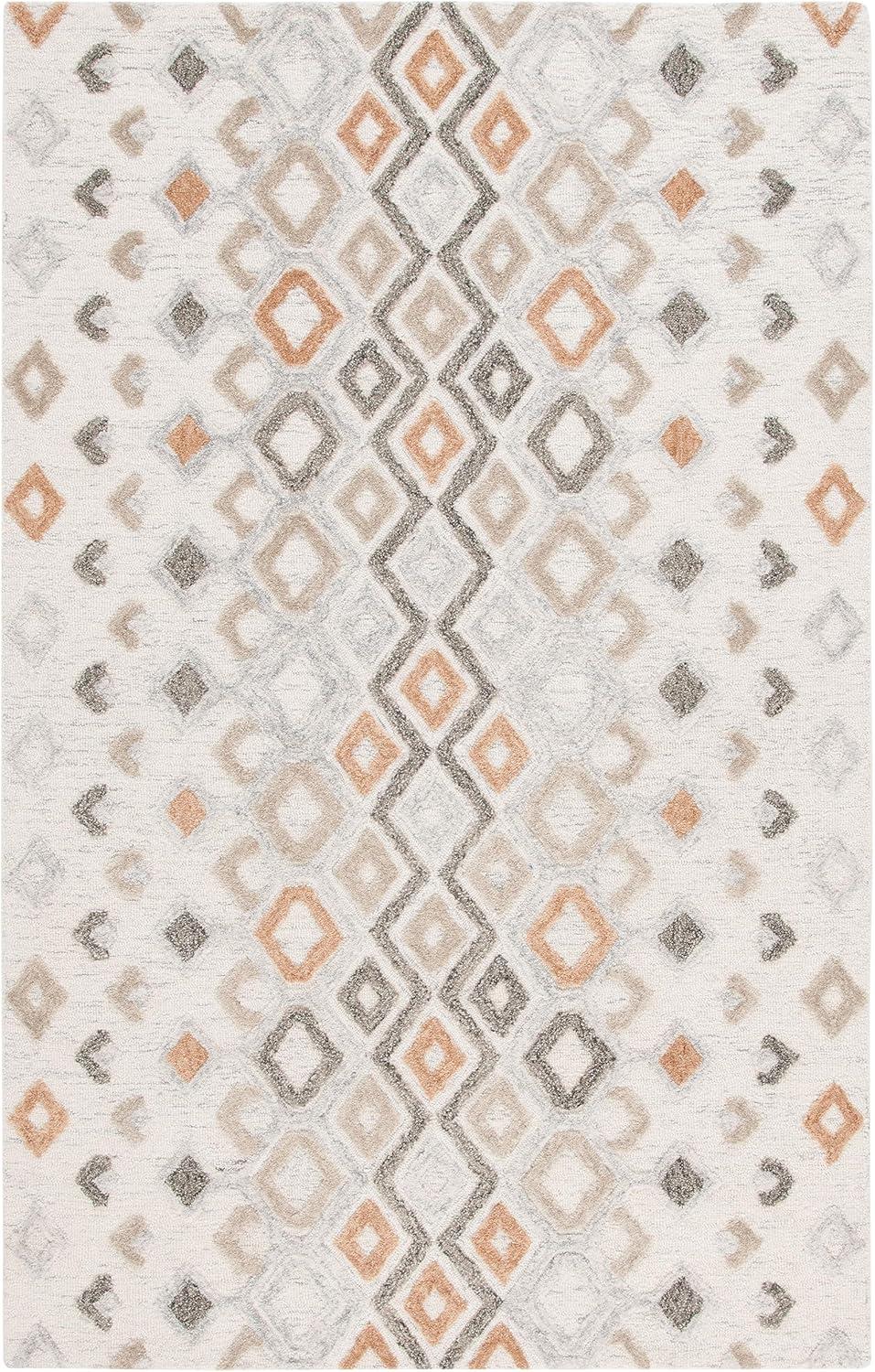 image:imageSAFAVIEH Casablanca Shag Collection Area Rug 6 x 9 Ivory amp Rust Handmade Moroccan Boho Wool Ideal for Living Room Bedroom Dining Room CSB645A6IvoryRust