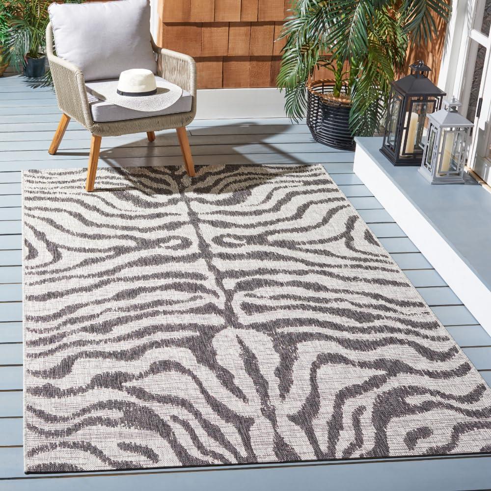 image:imageSAFAVIEH Courtyard Collection 8 x 10 GreyBlack CY8444 Indoor Outdoor Waterproof Easy Cleaning Patio Backyard Mudroom Area RugGreyBlack