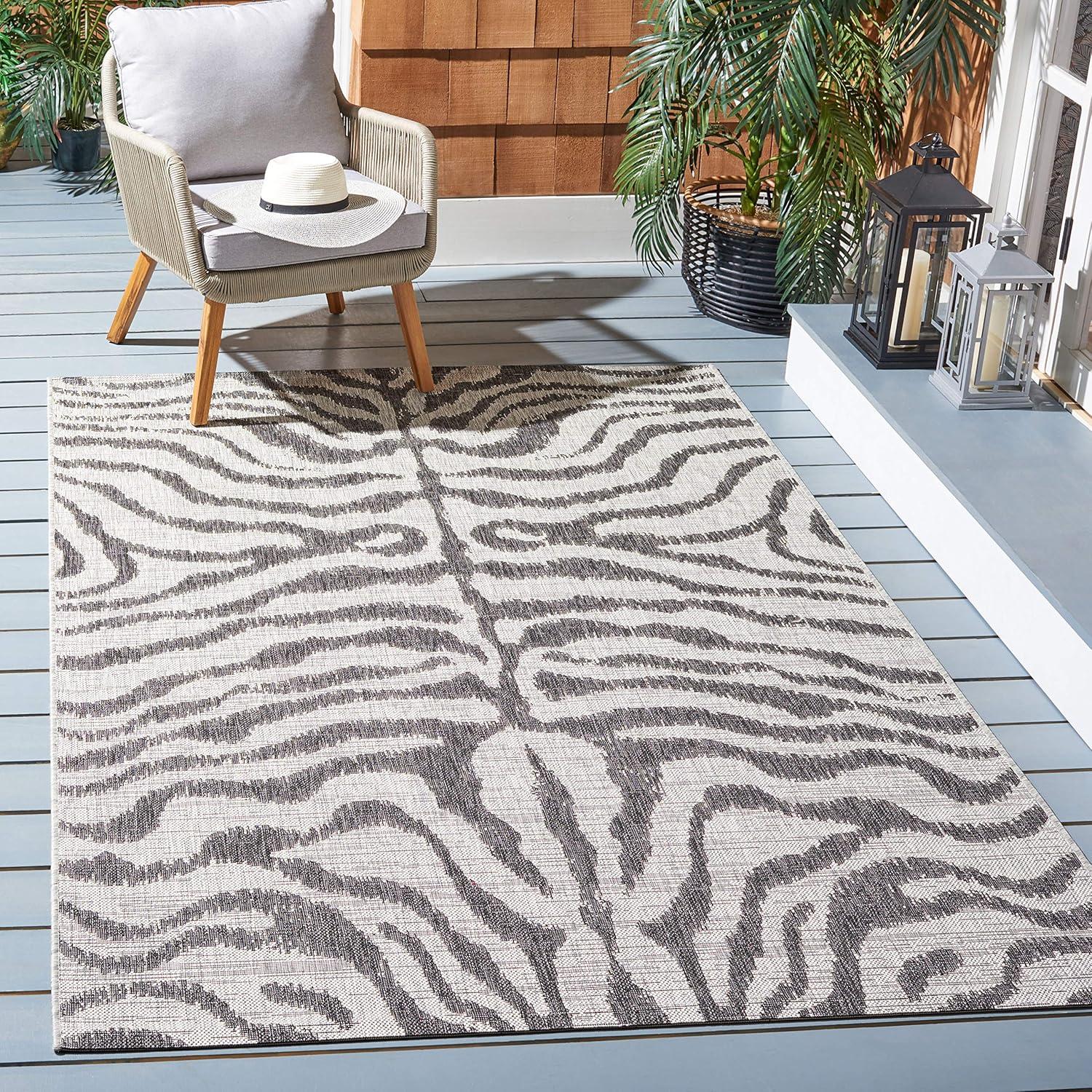 image:imageSAFAVIEH Courtyard Collection 8 x 10 GreyBlack CY8444 Indoor Outdoor Waterproof Easy Cleaning Patio Backyard Mudroom Area RugGreyBlack