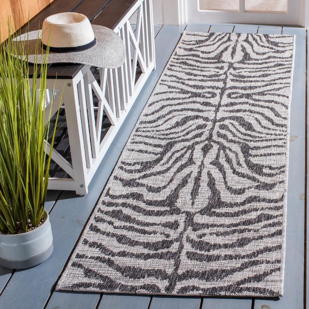 image:imageSAFAVIEH Courtyard Collection 8 x 10 GreyBlack CY8444 Indoor Outdoor Waterproof Easy Cleaning Patio Backyard Mudroom Area RugGreyBlack