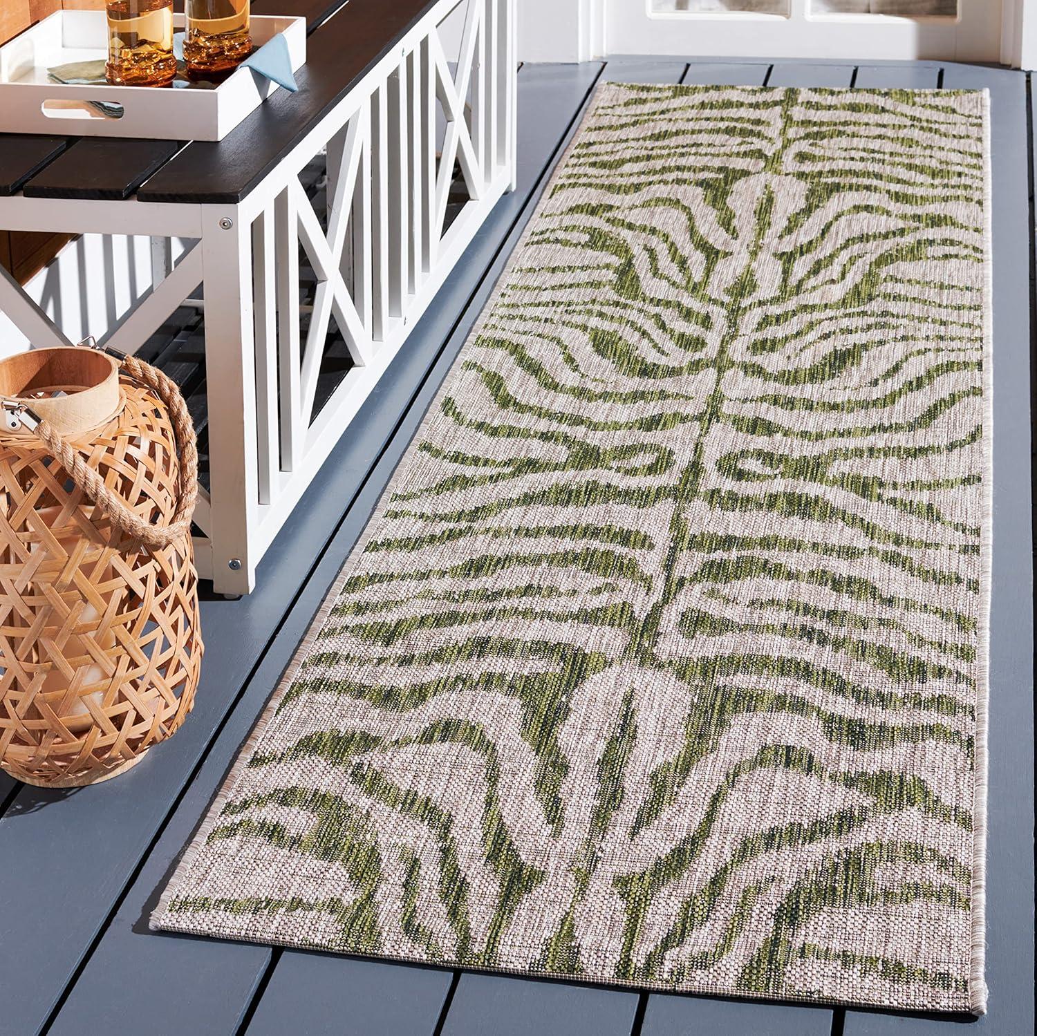 image:imageSAFAVIEH Courtyard Collection 8 x 10 GreyBlack CY8444 Indoor Outdoor Waterproof Easy Cleaning Patio Backyard Mudroom Area RugGreyGreen