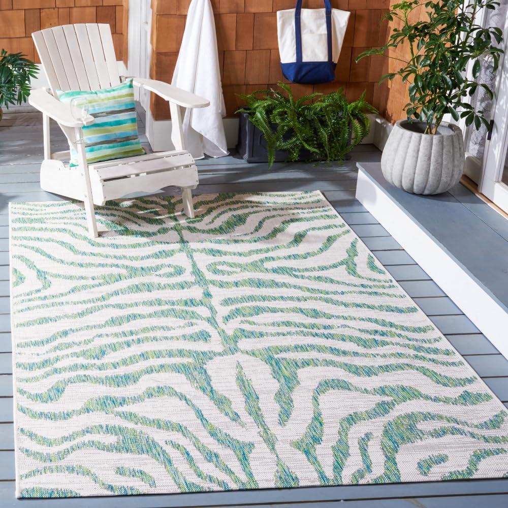 image:imageSAFAVIEH Courtyard Collection 8 x 10 GreyBlack CY8444 Indoor Outdoor Waterproof Easy Cleaning Patio Backyard Mudroom Area RugIvoryGreen