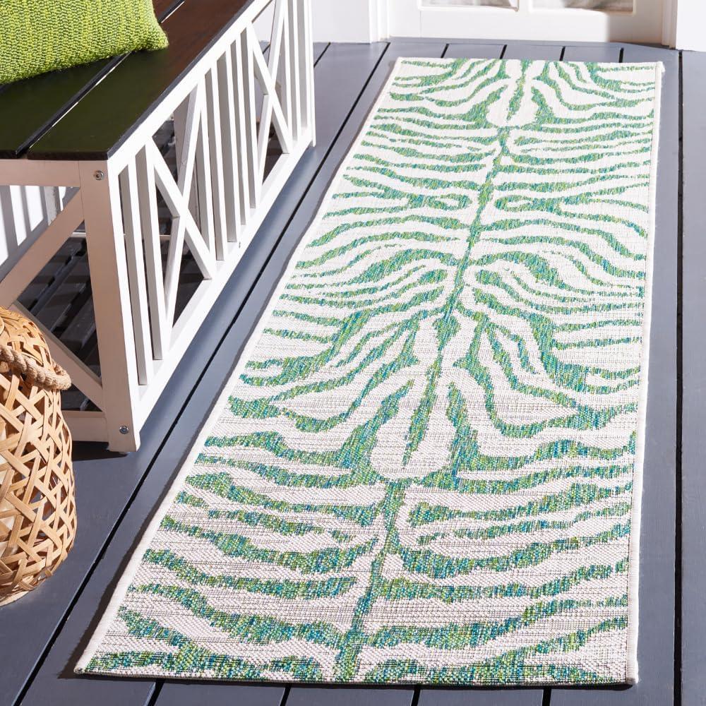 image:imageSAFAVIEH Courtyard Collection 8 x 10 GreyBlack CY8444 Indoor Outdoor Waterproof Easy Cleaning Patio Backyard Mudroom Area RugIvoryGreen