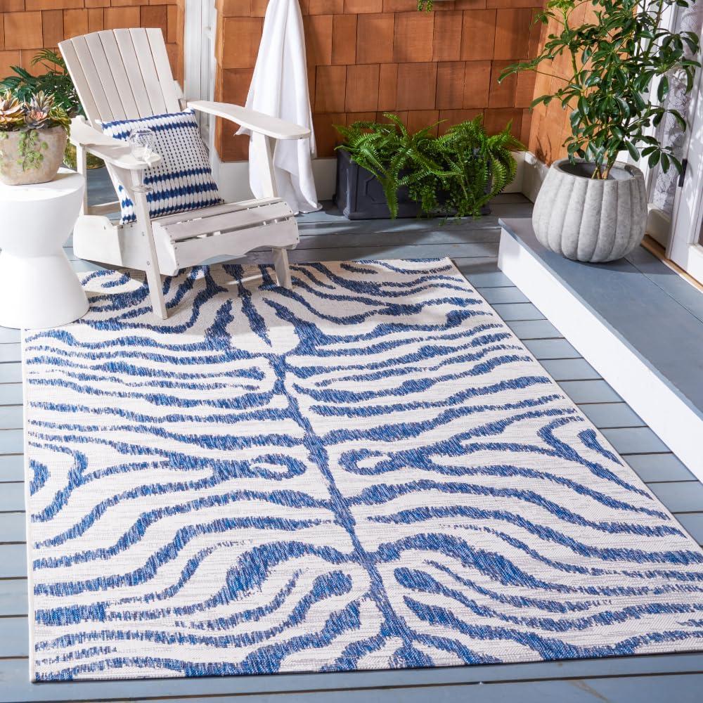 image:imageSAFAVIEH Courtyard Collection 8 x 10 GreyBlack CY8444 Indoor Outdoor Waterproof Easy Cleaning Patio Backyard Mudroom Area RugIvoryNavy