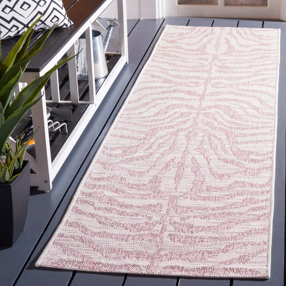 image:imageSAFAVIEH Courtyard Collection 8 x 10 GreyBlack CY8444 Indoor Outdoor Waterproof Easy Cleaning Patio Backyard Mudroom Area RugIvoryPink