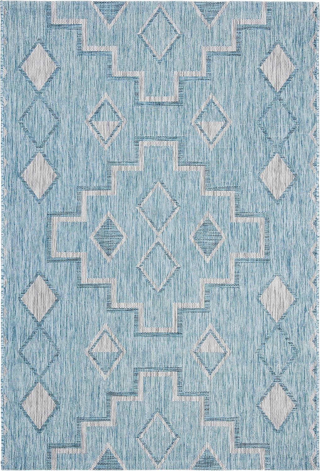image:imageSAFAVIEH Courtyard Collection 8 x 11 Grey Aqua CY8533 Indoor Outdoor Waterproof Easy Cleaning Patio Backyard Mudroom Area RugAquaGrey