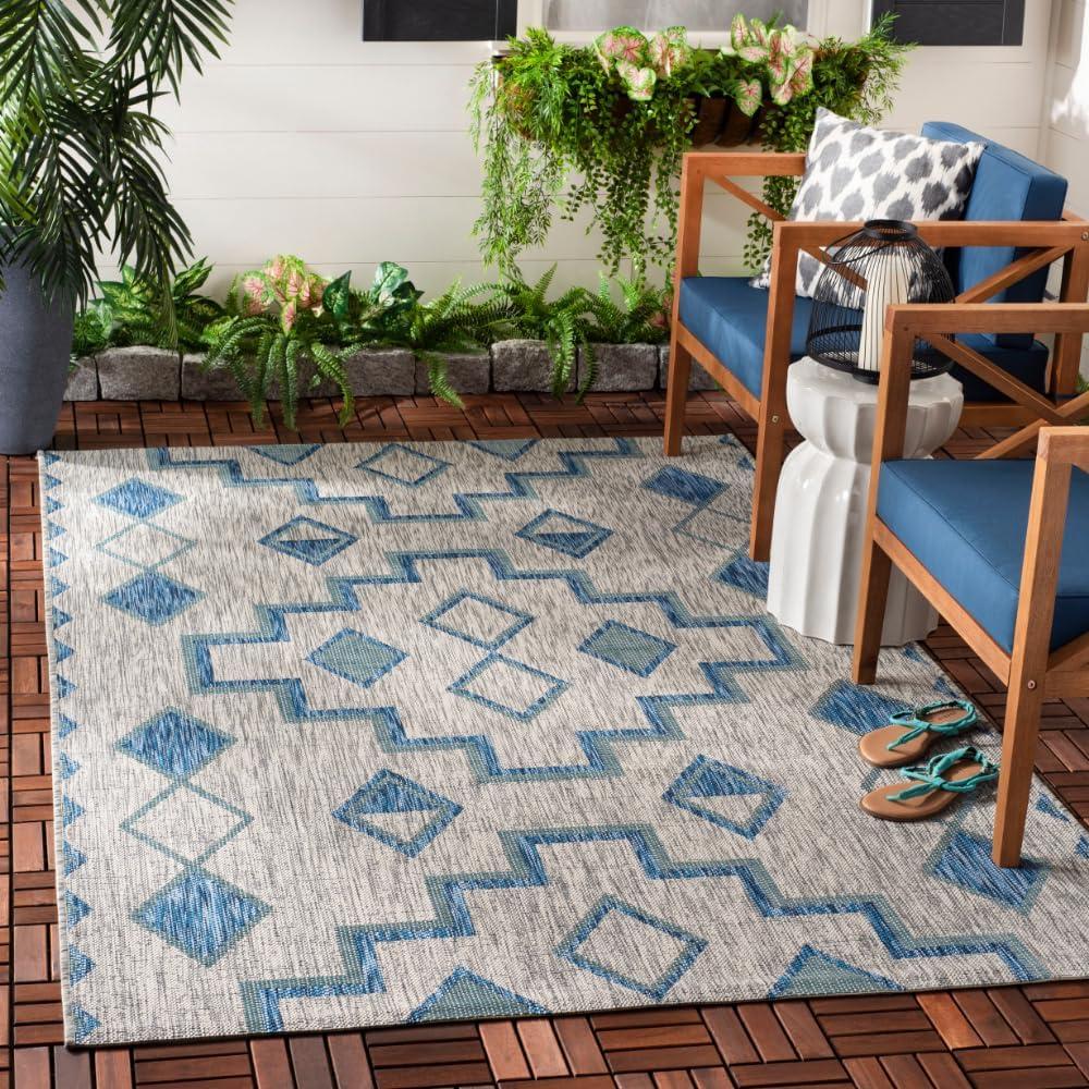image:imageSAFAVIEH Courtyard Collection 8 x 11 Grey Aqua CY8533 Indoor Outdoor Waterproof Easy Cleaning Patio Backyard Mudroom Area RugGreyAqua