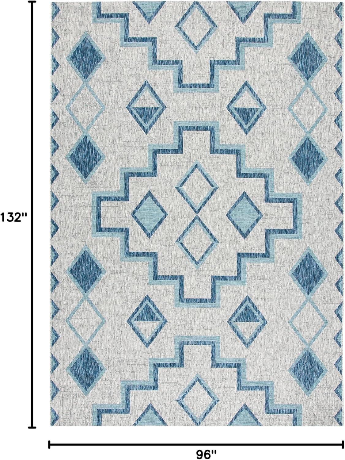 image:imageSAFAVIEH Courtyard Collection 8 x 11 Grey Aqua CY8533 Indoor Outdoor Waterproof Easy Cleaning Patio Backyard Mudroom Area RugGreyAqua