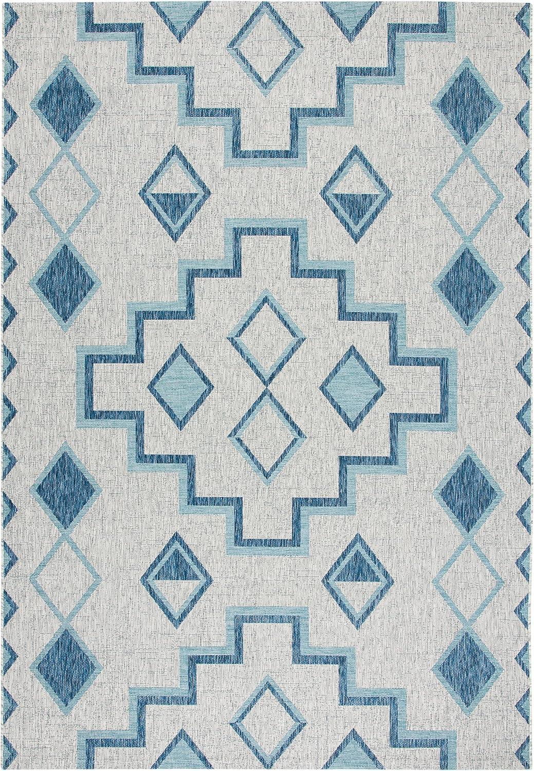 image:imageSAFAVIEH Courtyard Collection 8 x 11 Grey Aqua CY8533 Indoor Outdoor Waterproof Easy Cleaning Patio Backyard Mudroom Area RugGreyAqua