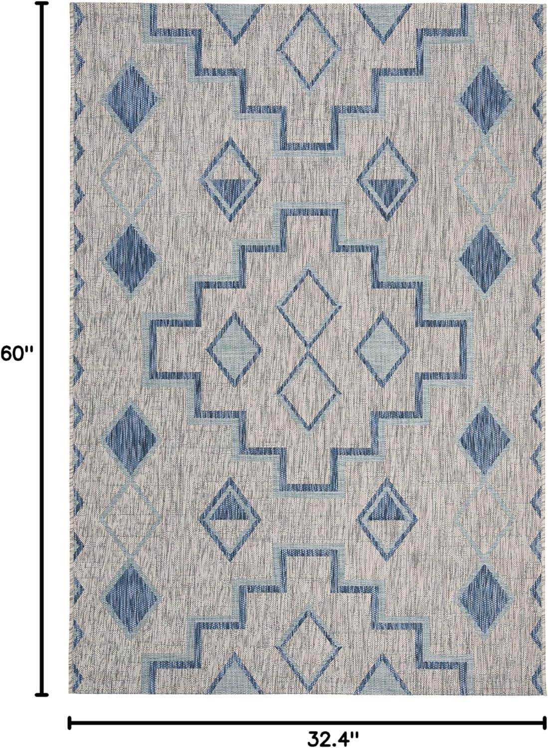 image:imageSAFAVIEH Courtyard Collection 8 x 11 Grey Aqua CY8533 Indoor Outdoor Waterproof Easy Cleaning Patio Backyard Mudroom Area RugGreyAqua
