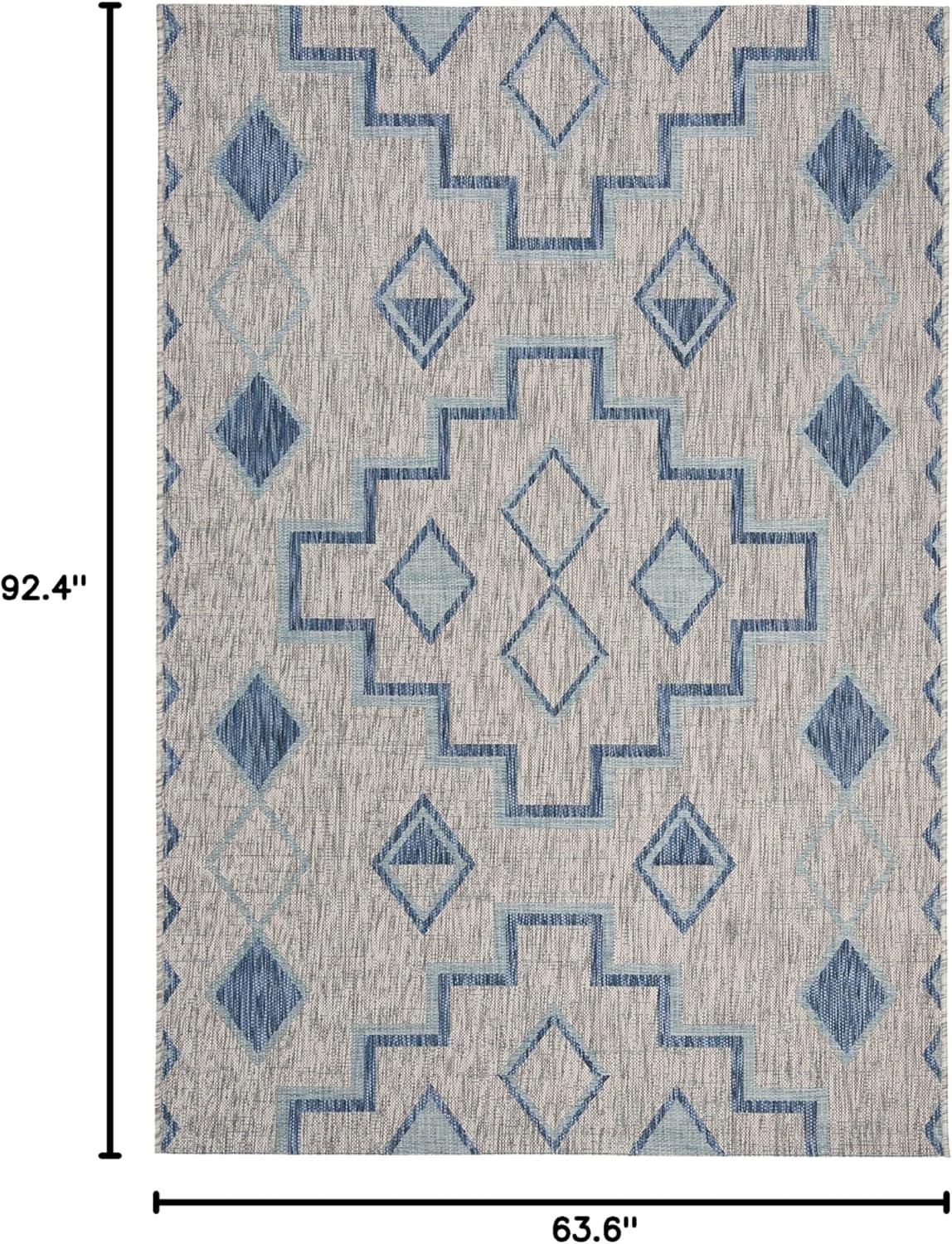 image:imageSAFAVIEH Courtyard Collection 8 x 11 Grey Aqua CY8533 Indoor Outdoor Waterproof Easy Cleaning Patio Backyard Mudroom Area RugGreyAqua